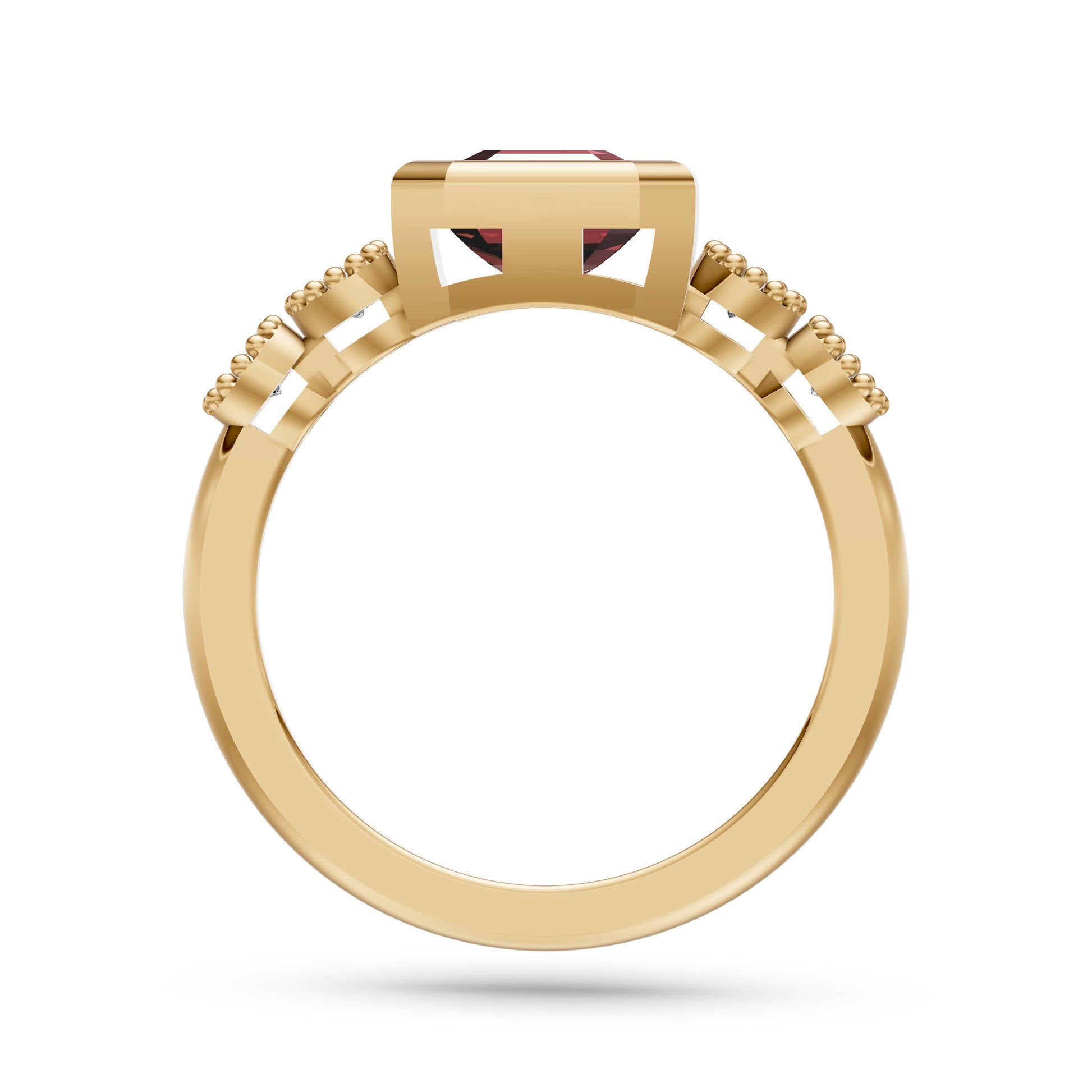 Crimson Garnet & Diamond Statement Ring In 14K Gold