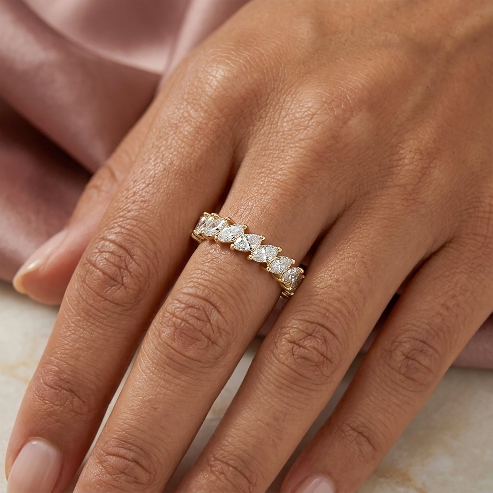 Marquise Diamond Band Ring