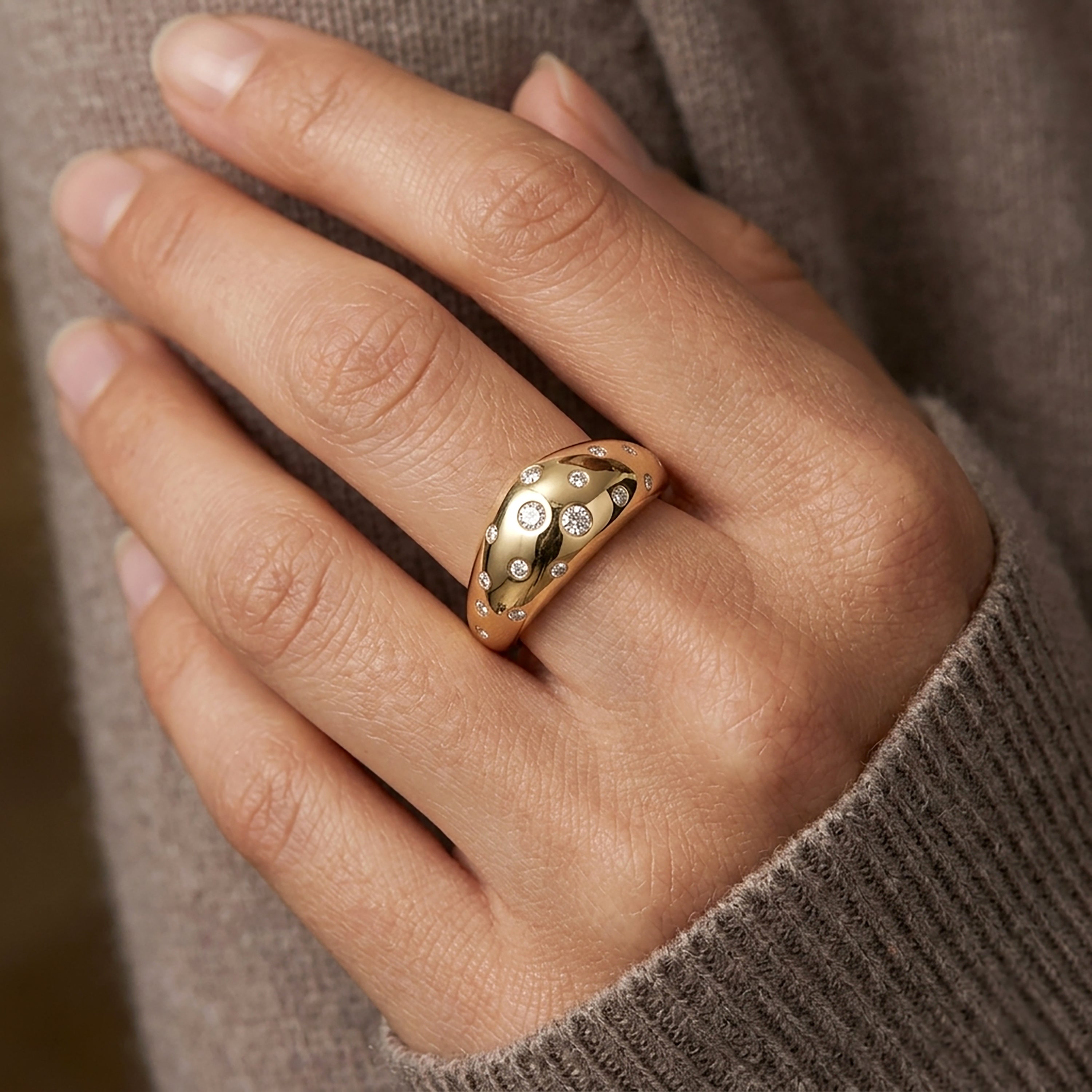 Diamond Bubble Ring in 14K Gold
