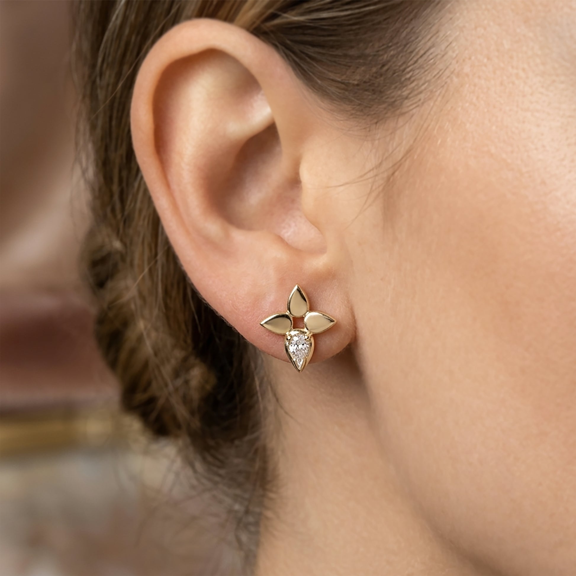 Trillia Diamond Bloom Earrings in 14K Gold