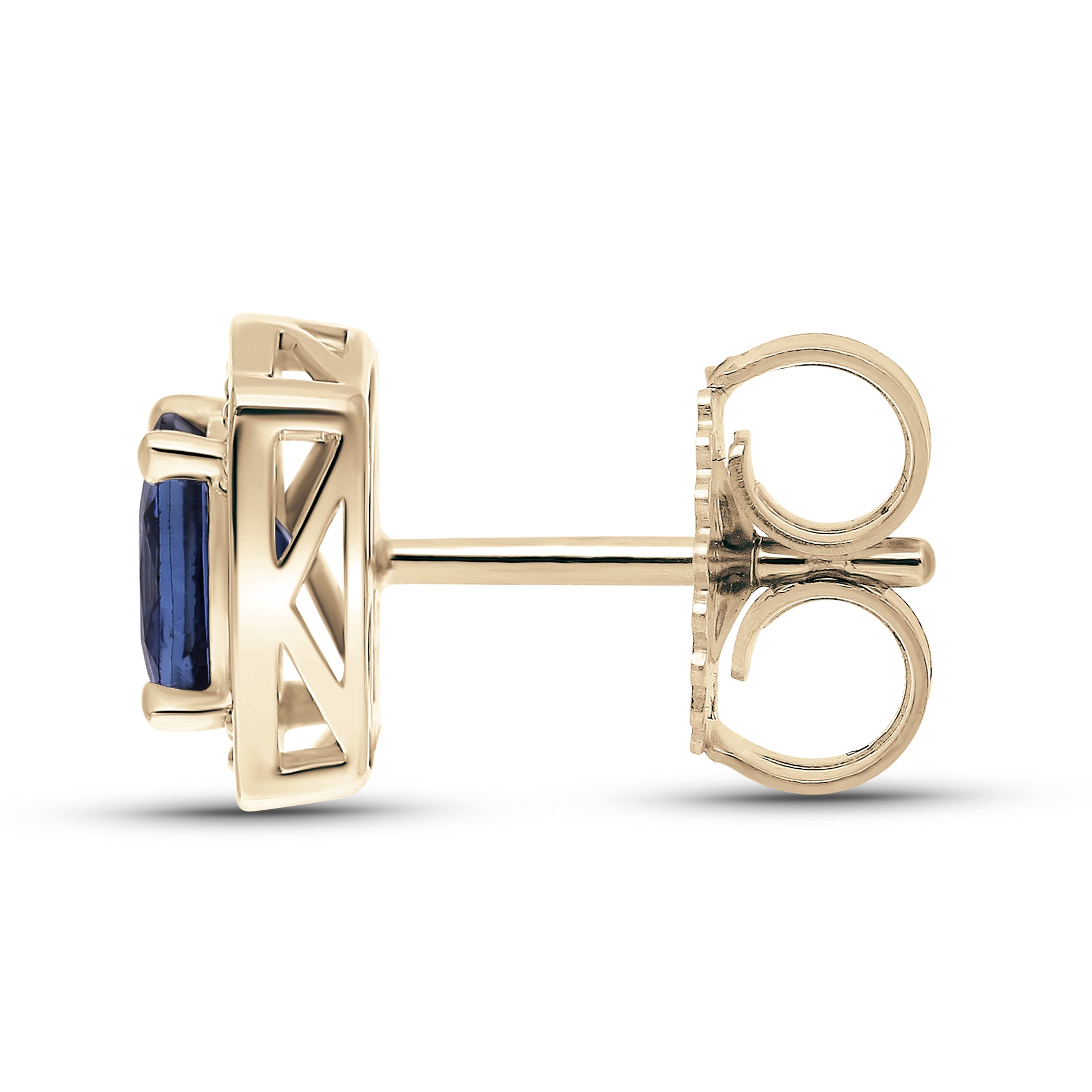 Regal Sapphire Cushion Earrings in 14K Gold