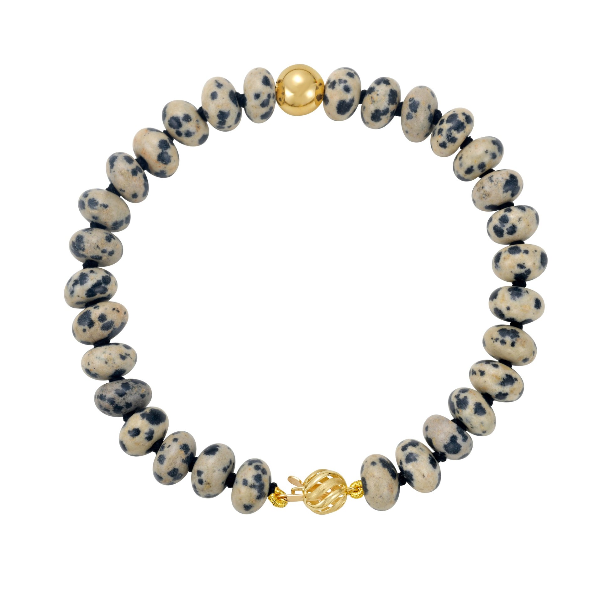 Dalmatian Jasper Bead Bracelet In 14K Gold