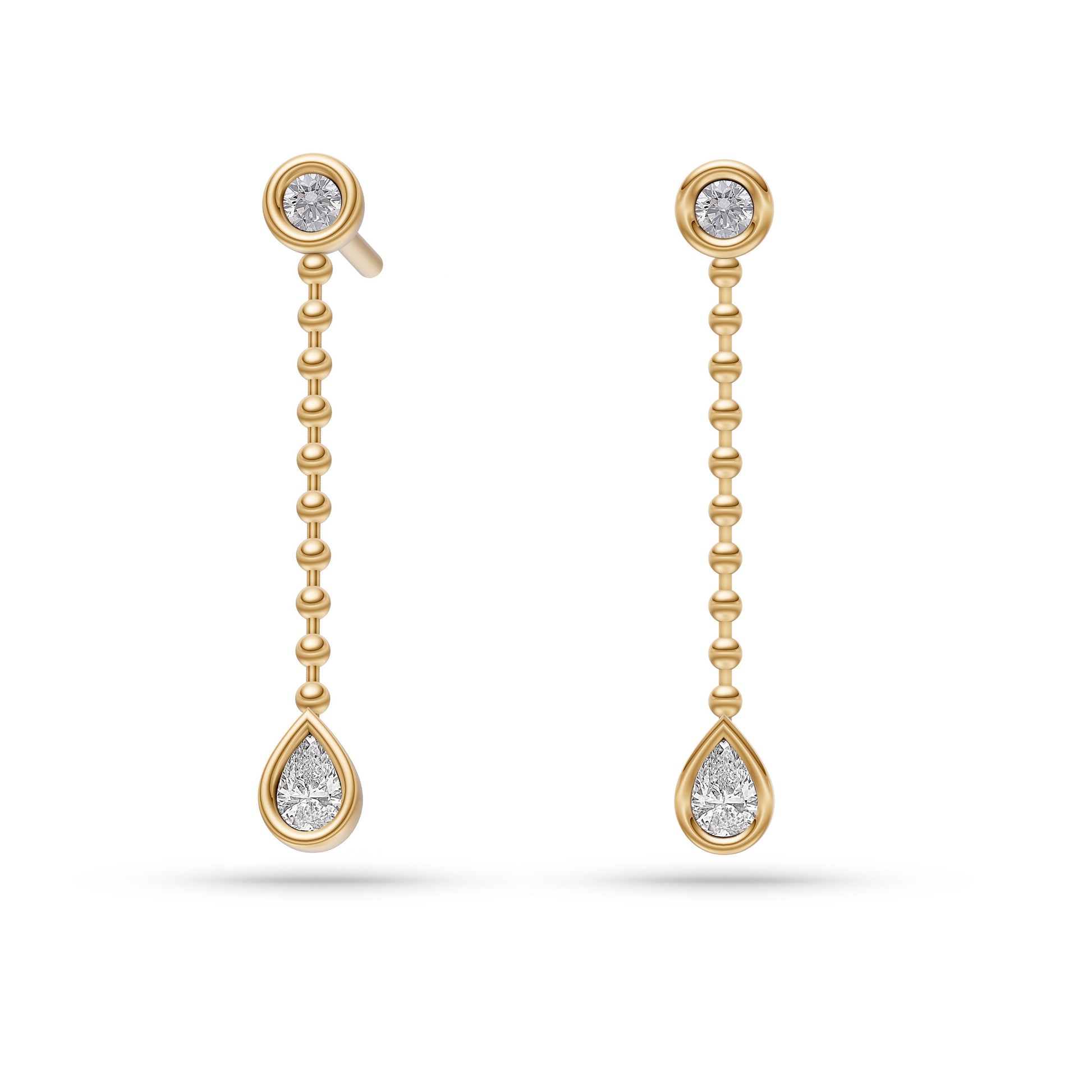 Bezel Set Diamond Dangle Earrings in 14K Gold