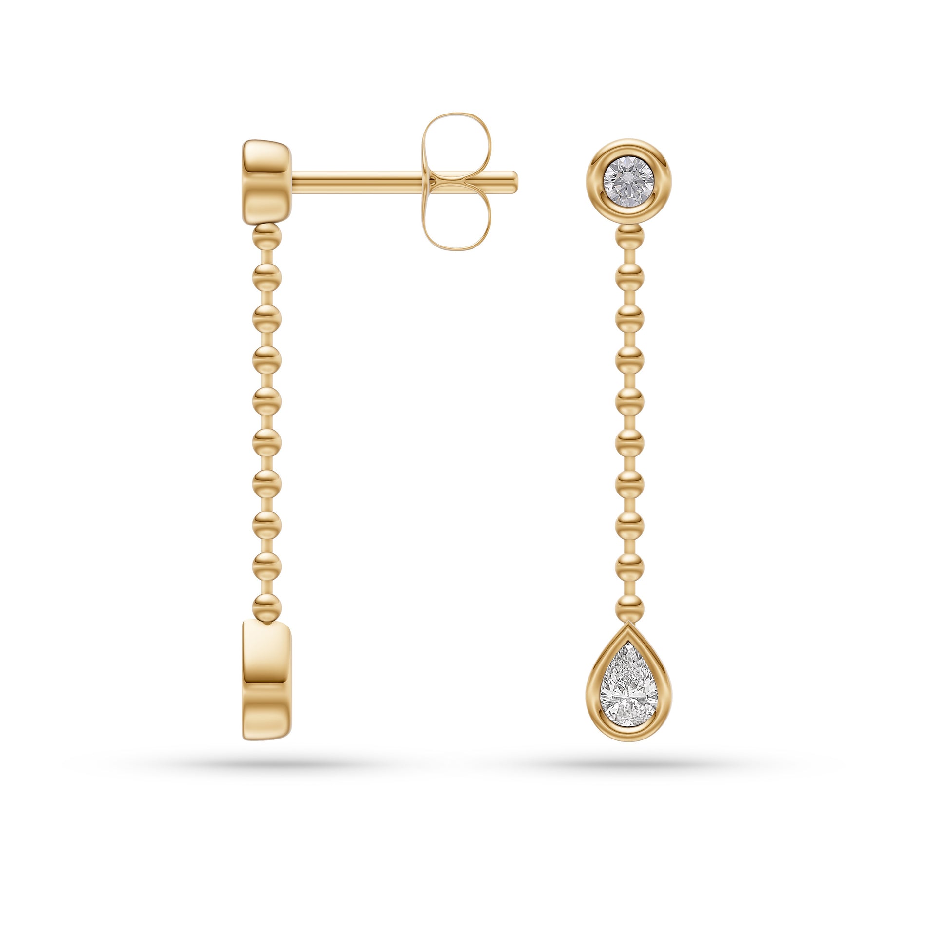Bezel Set Diamond Dangle Earrings in 14K Gold