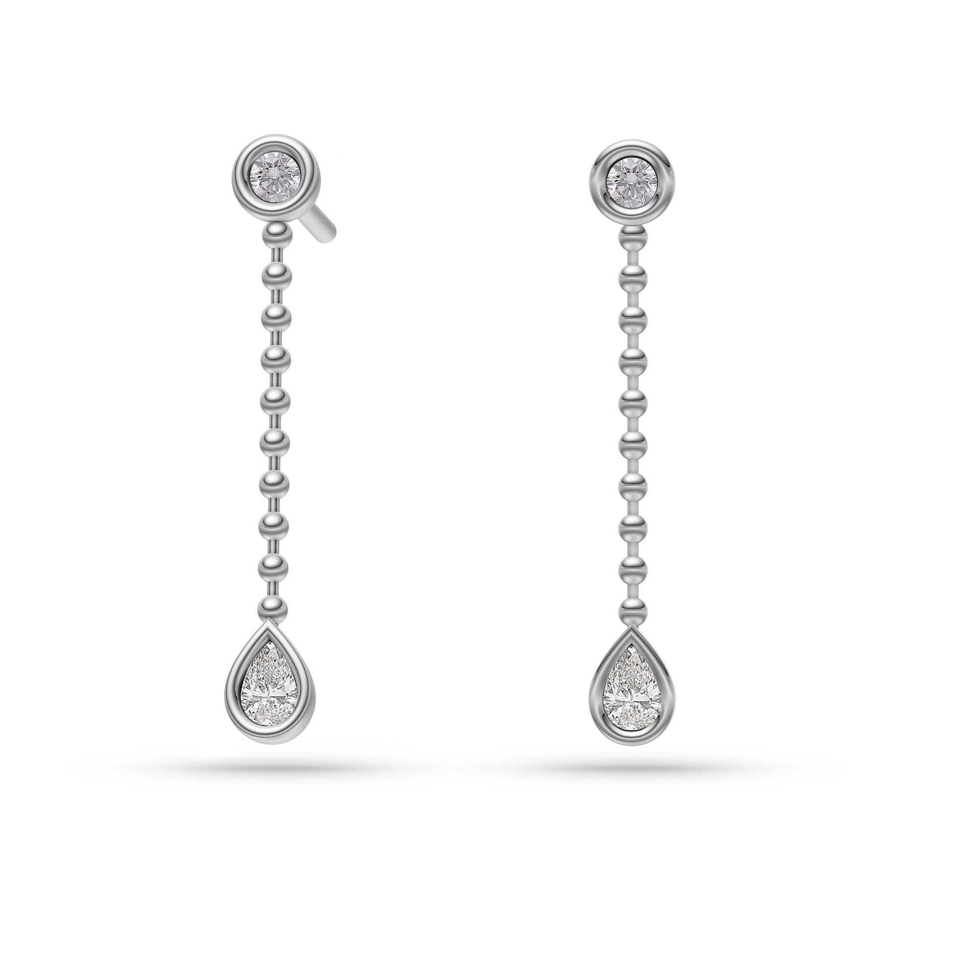 Bezel Set Diamond Dangle Earrings in 14K Gold