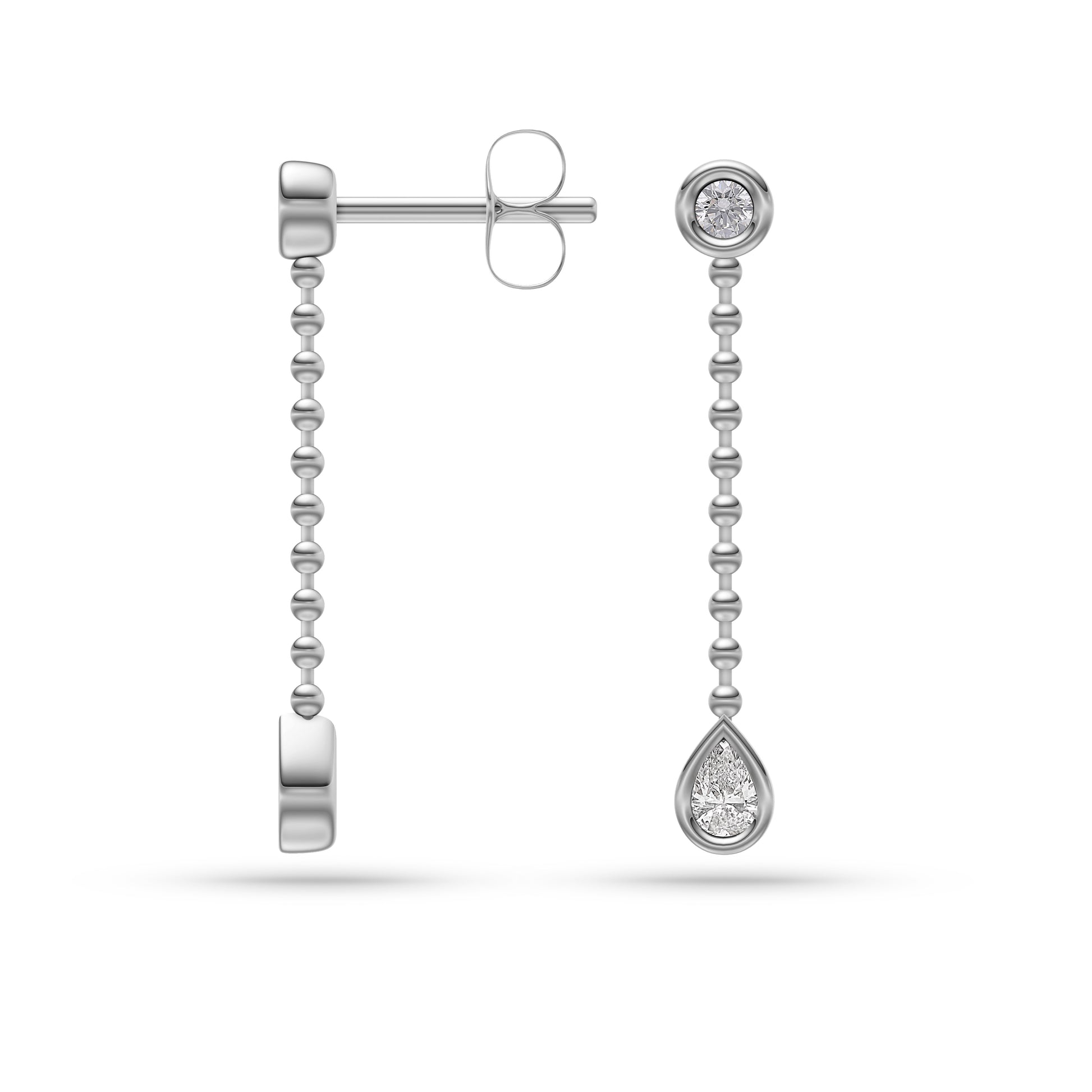 Bezel Set Diamond Dangle Earrings in 14K Gold