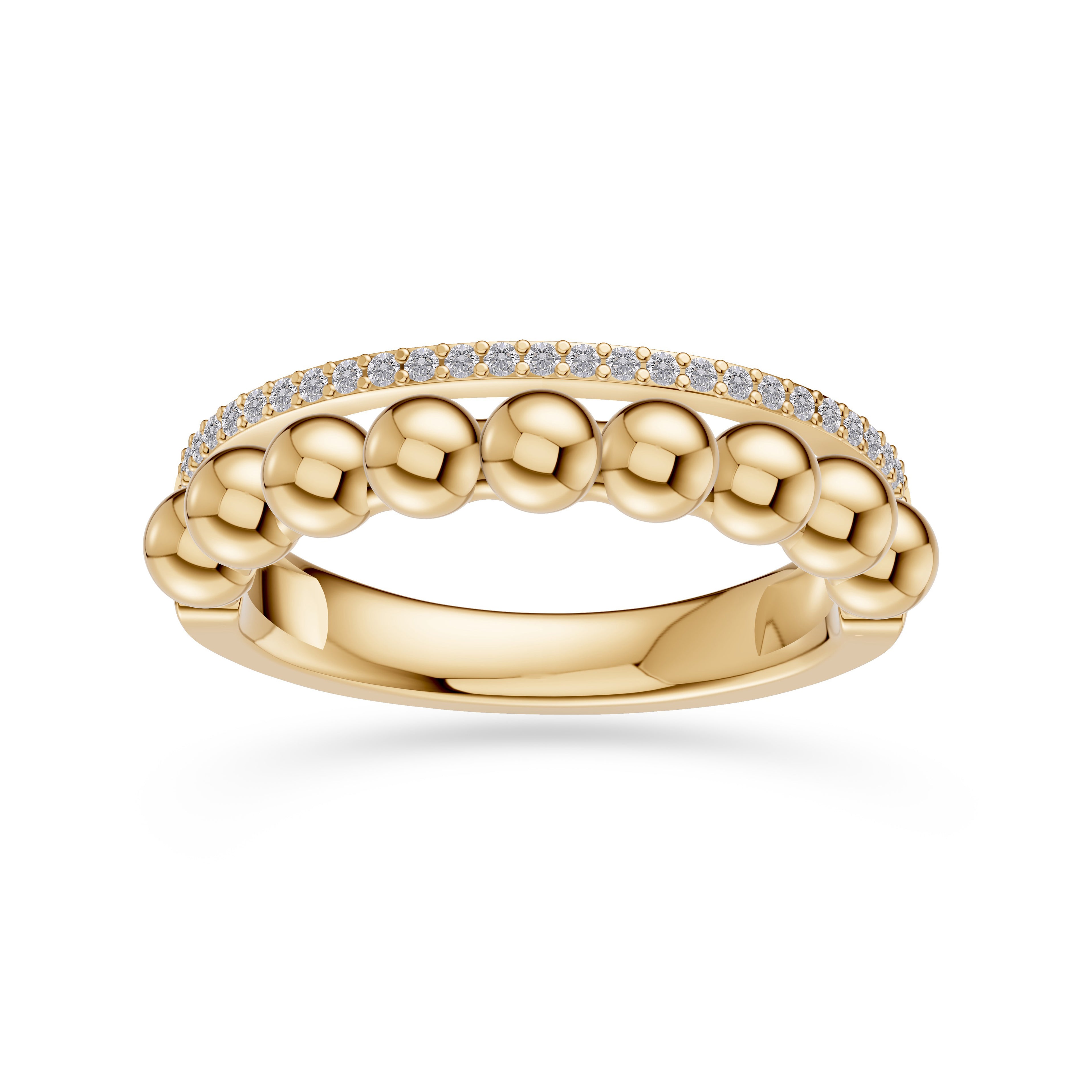 Diamond Beaded Band Ring in 14K Gold