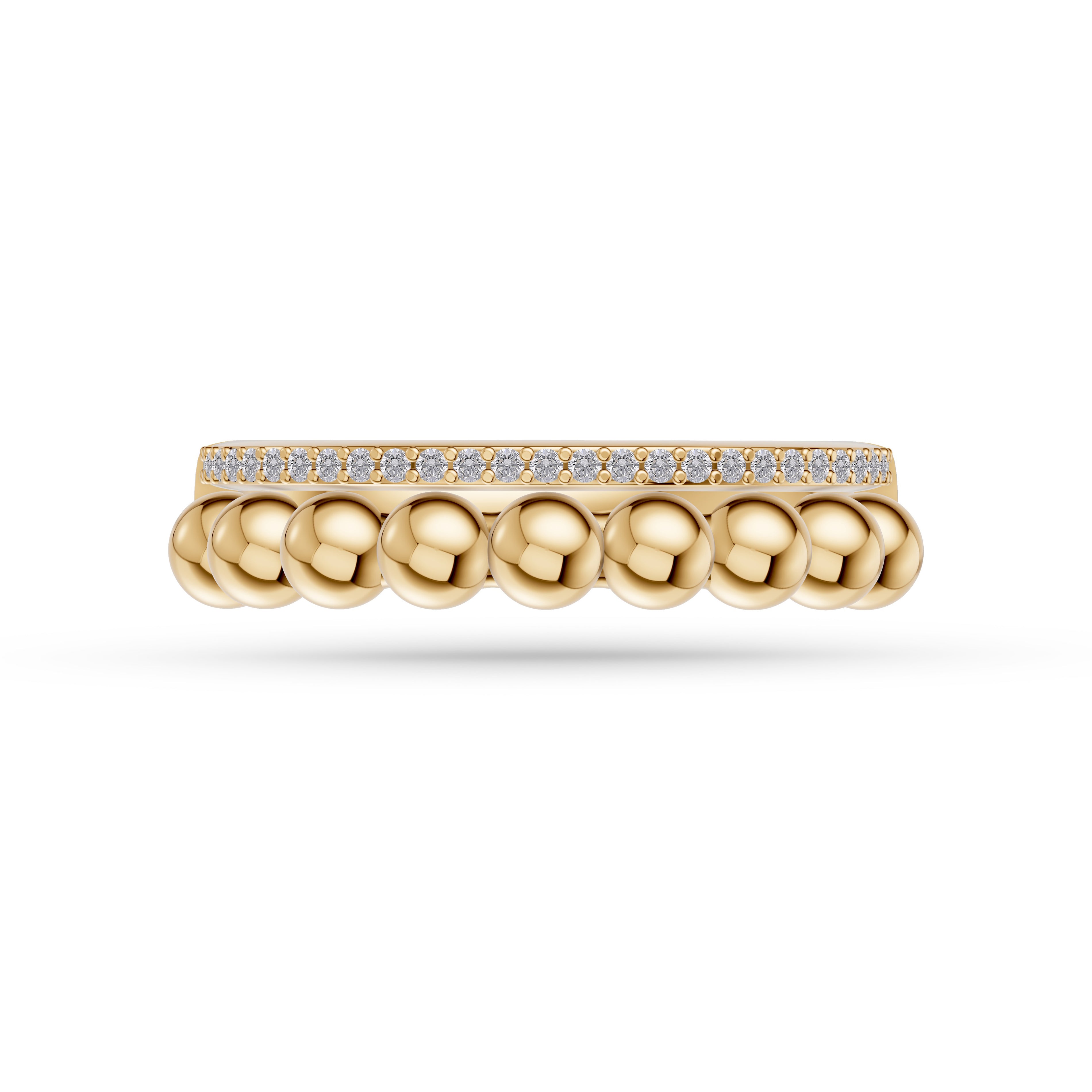 Diamond Beaded Band Ring in 14K Gold