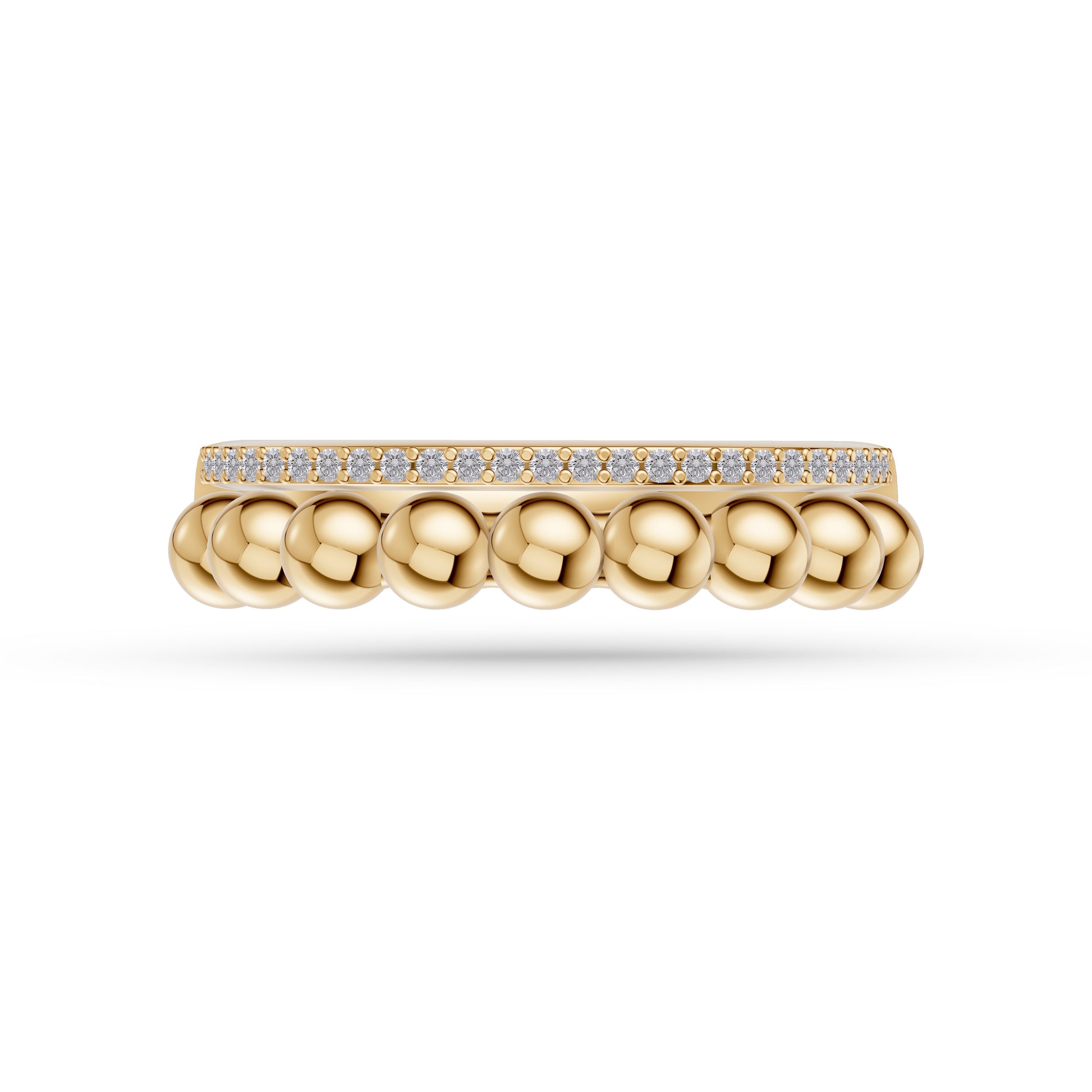 Diamond Beaded Band Ring in 14K Gold