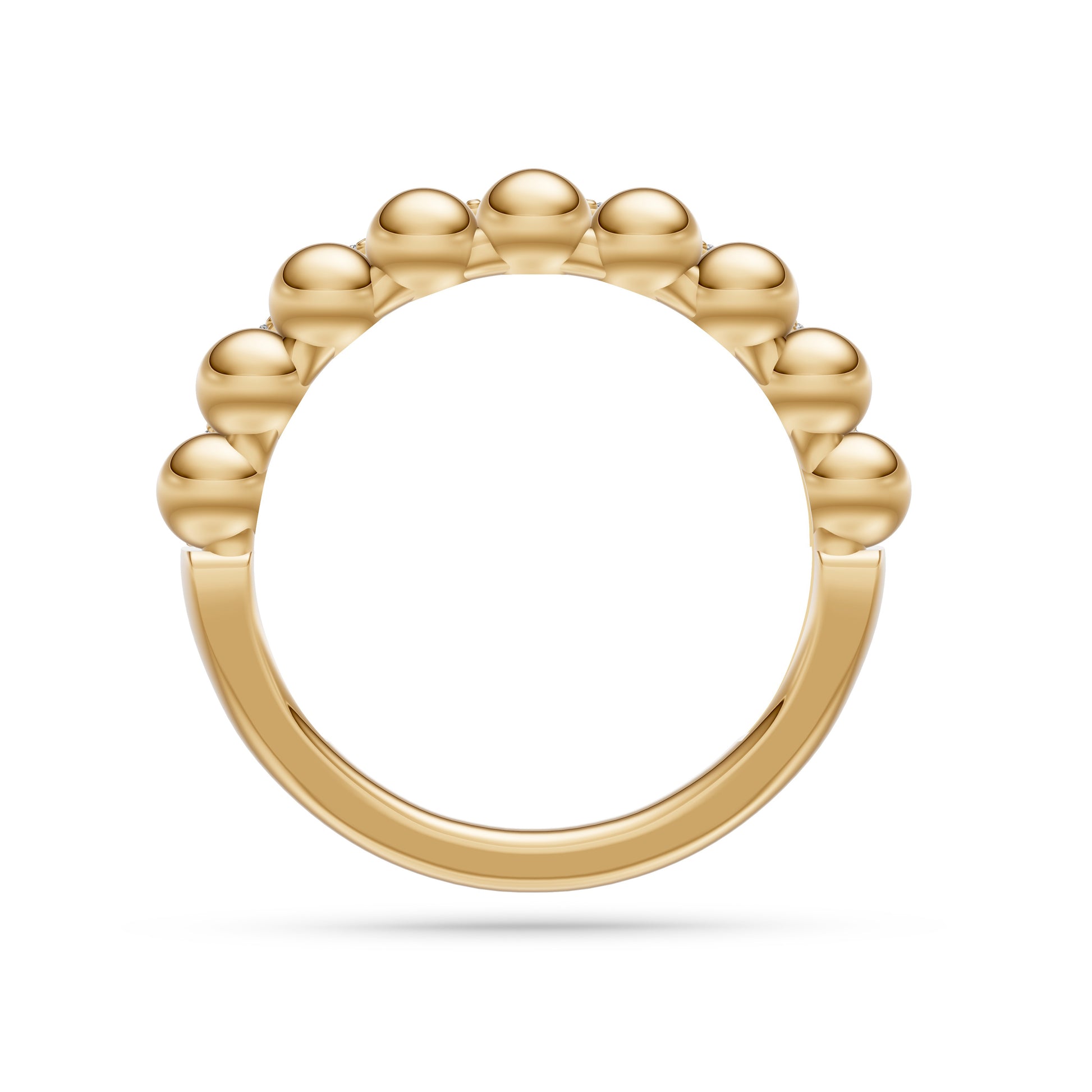Diamond Beaded Band Ring in 14K Gold