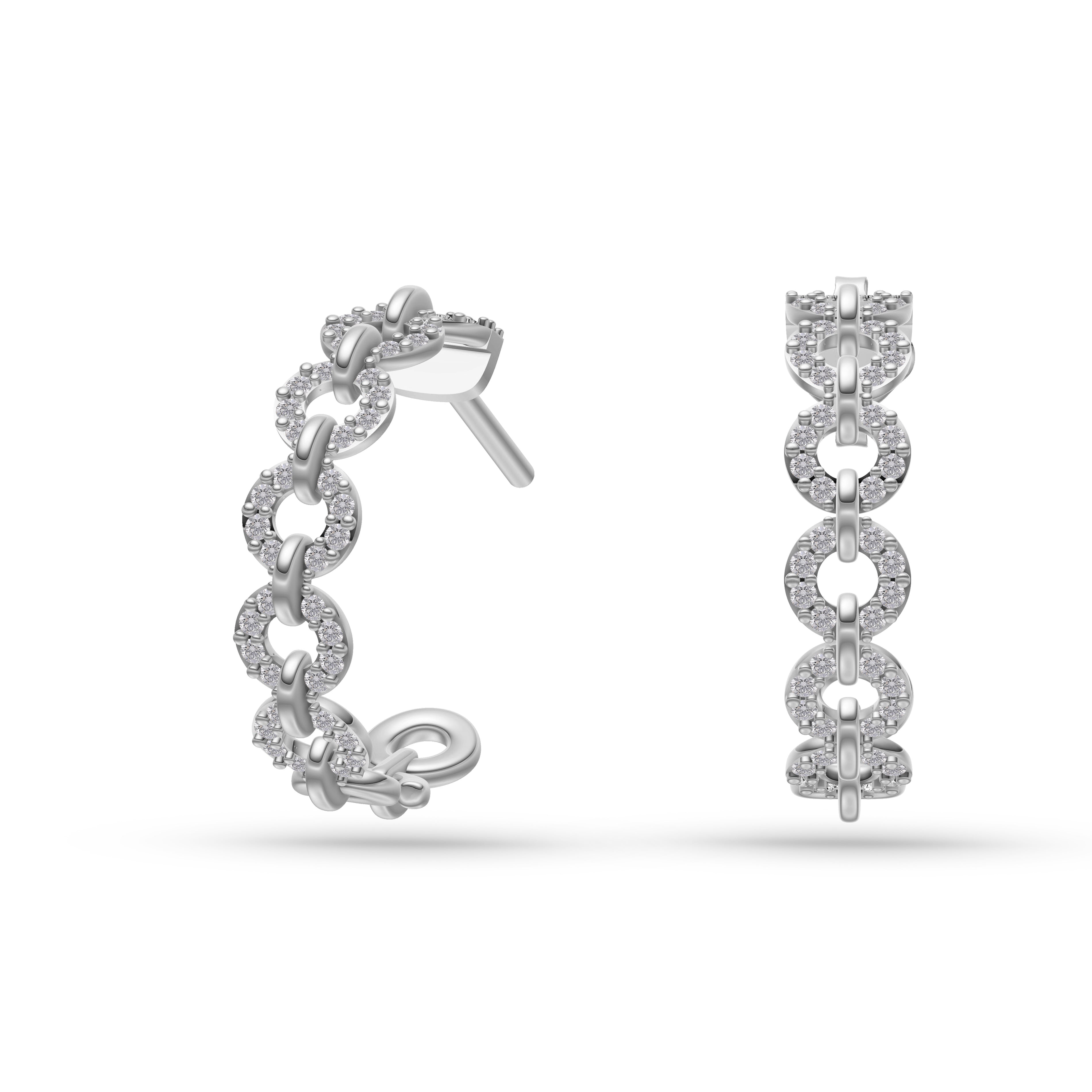 Diamond Chain Link Hoop Earrings in 14K Gold