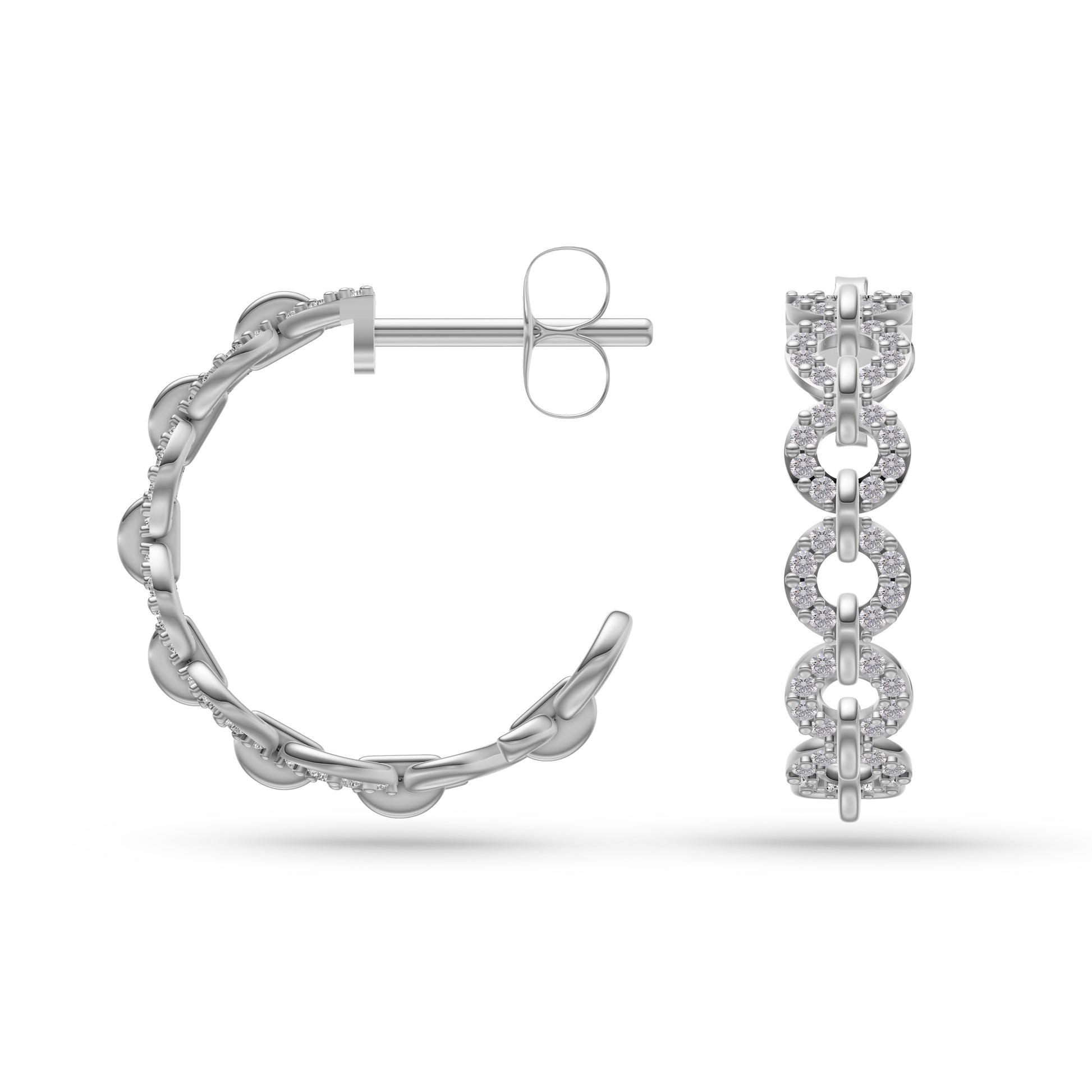 Diamond Chain Link Hoop Earrings in 14K Gold