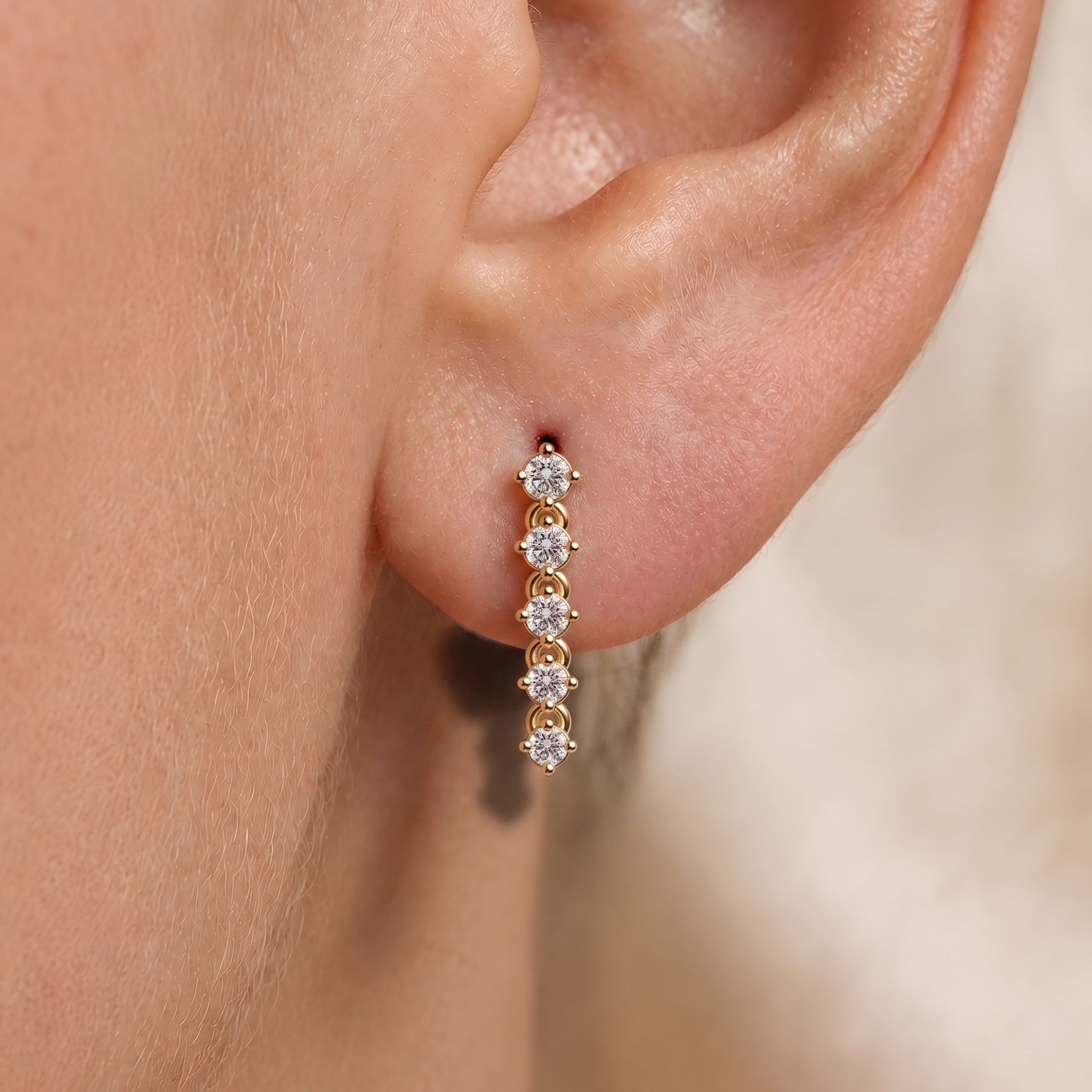 Diamond Journey Drop Earrings in 14K Gold
