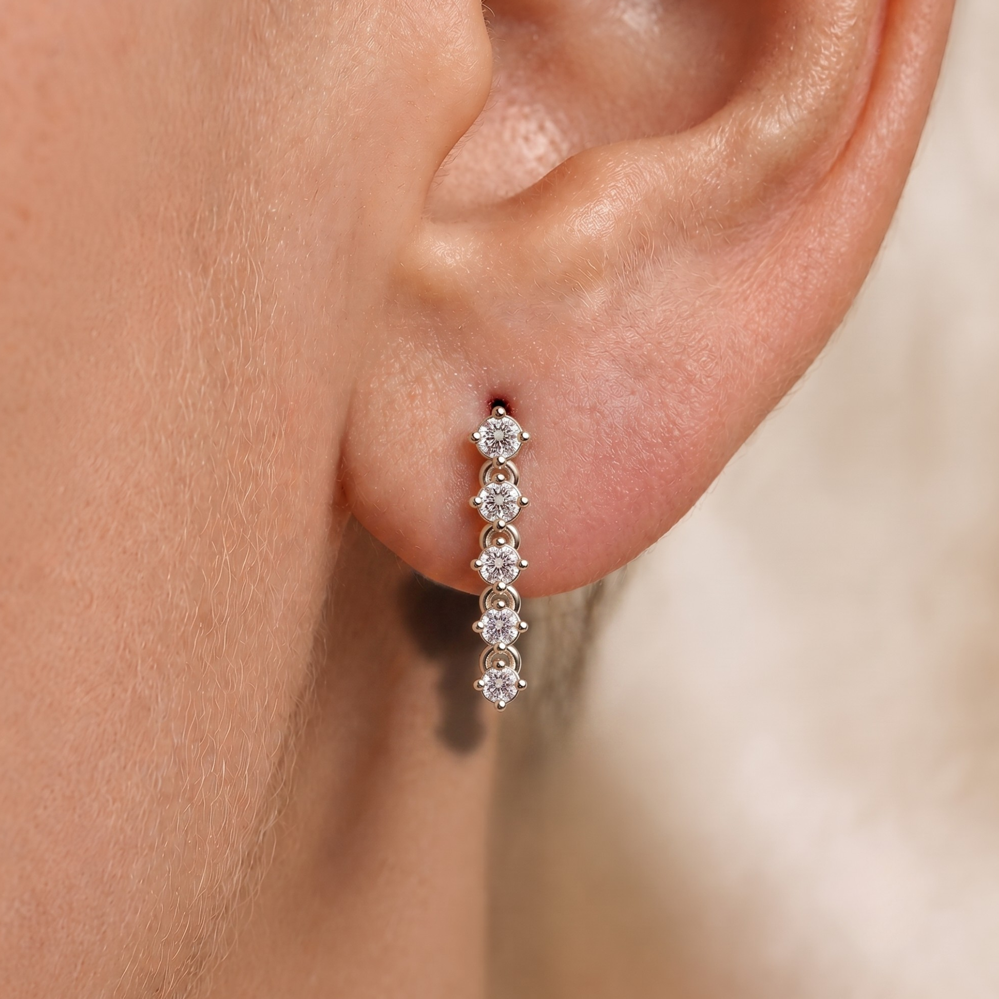 Diamond Journey Drop Earrings in 14K Gold