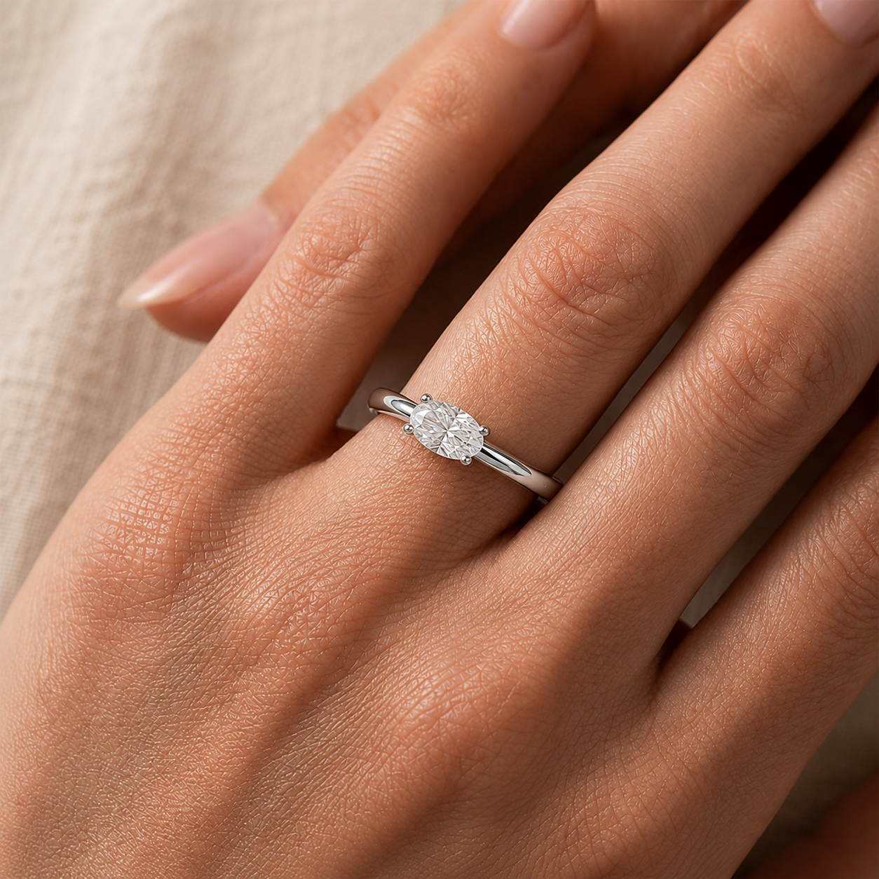 Diamond Oval Solitaire Ring in 14K Gold
