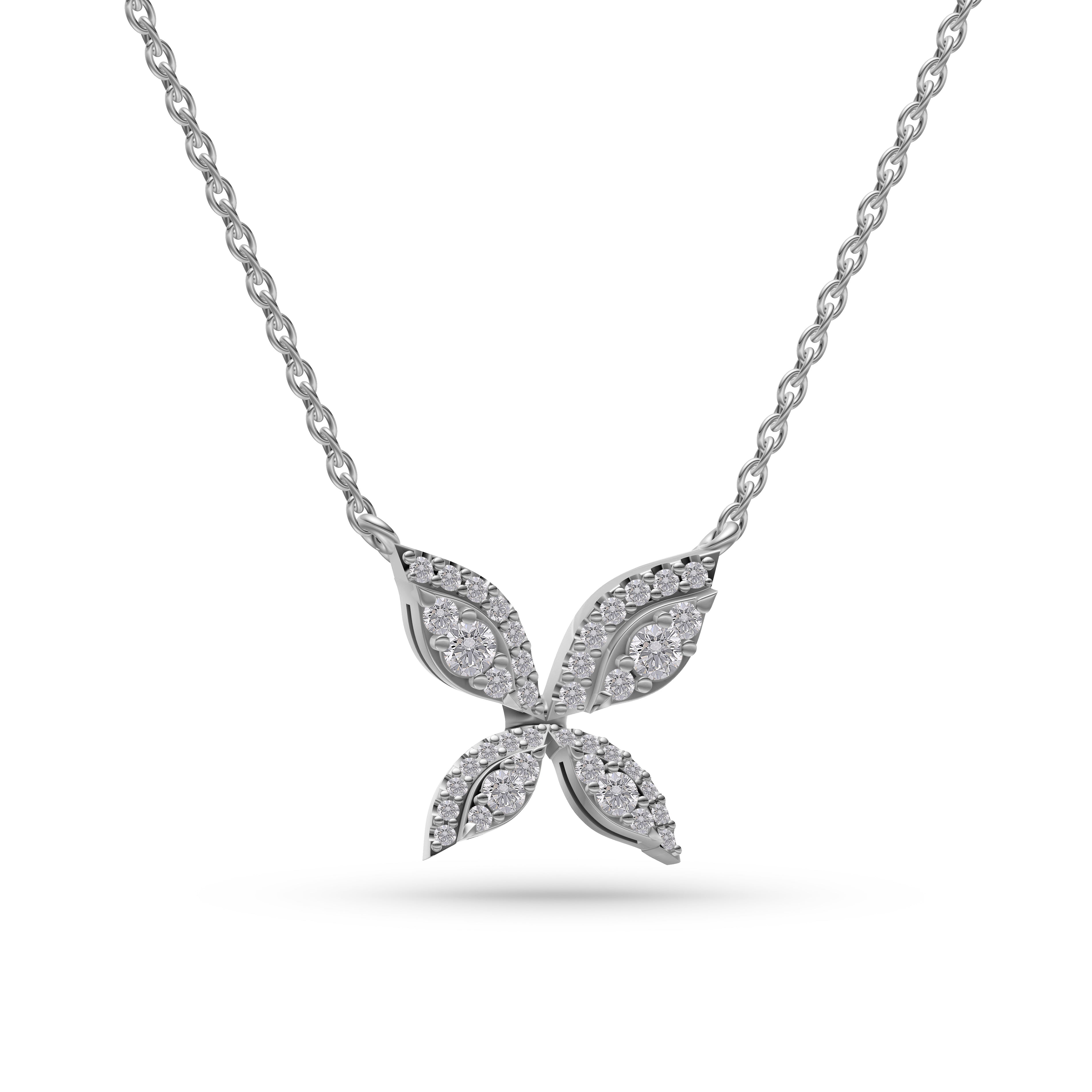 Diamond Petal Pendant Necklace in 14K Gold