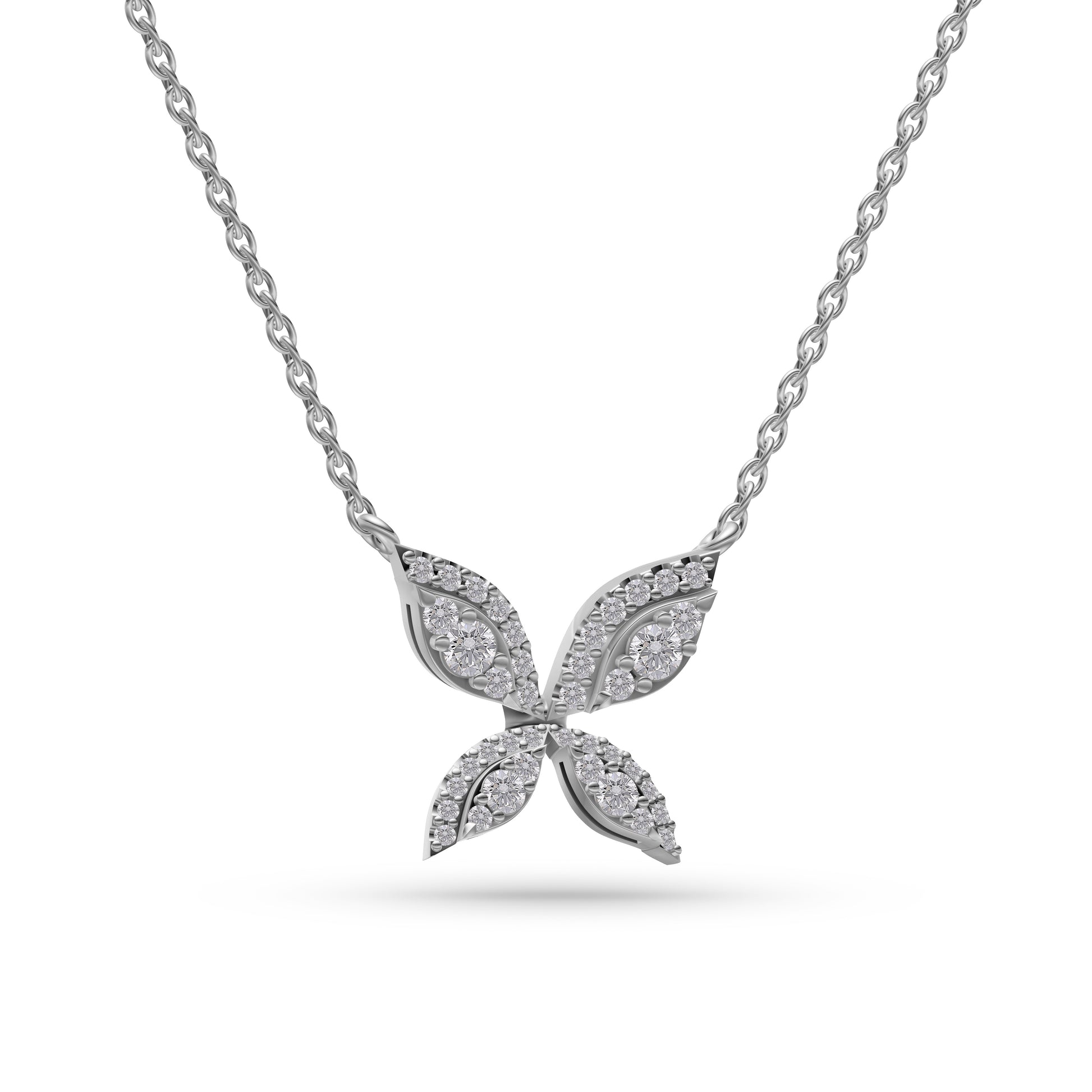 Diamond Petal Pendant Necklace in 14K Gold