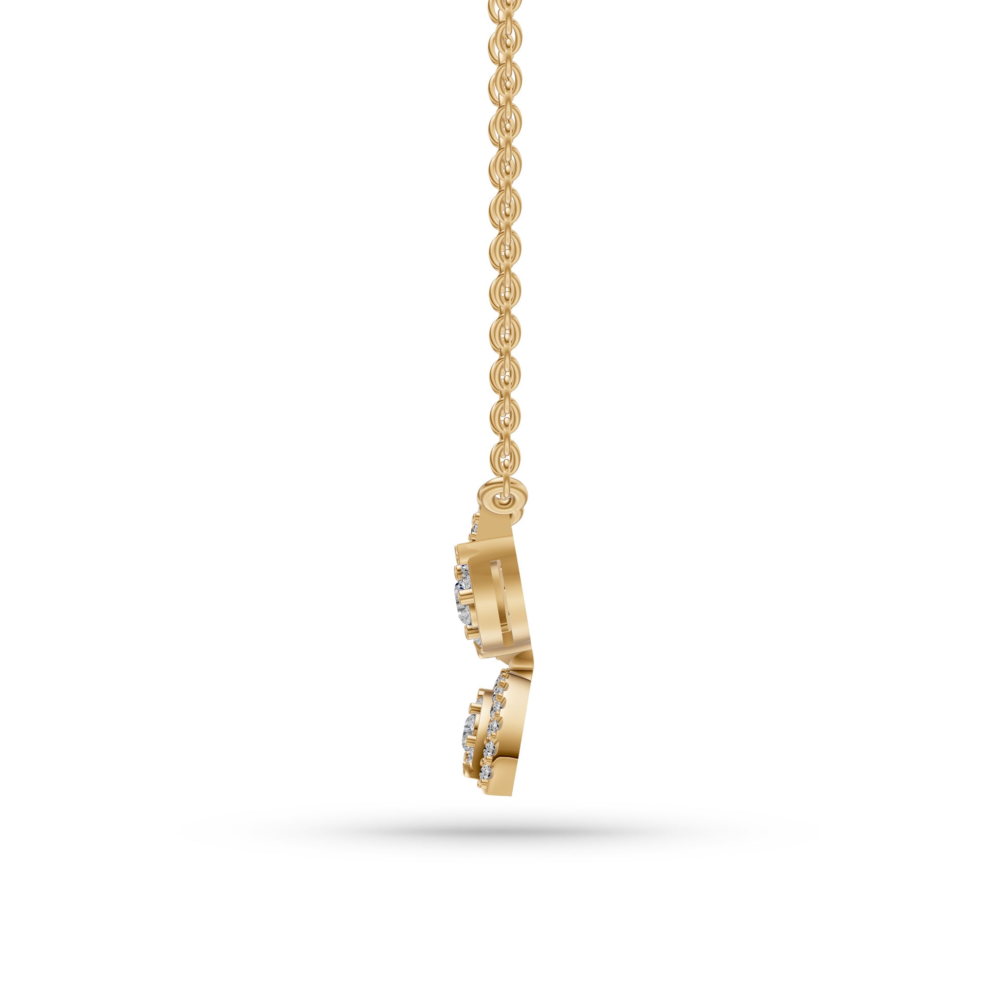 Diamond Petal Pendant Necklace in 14K Gold
