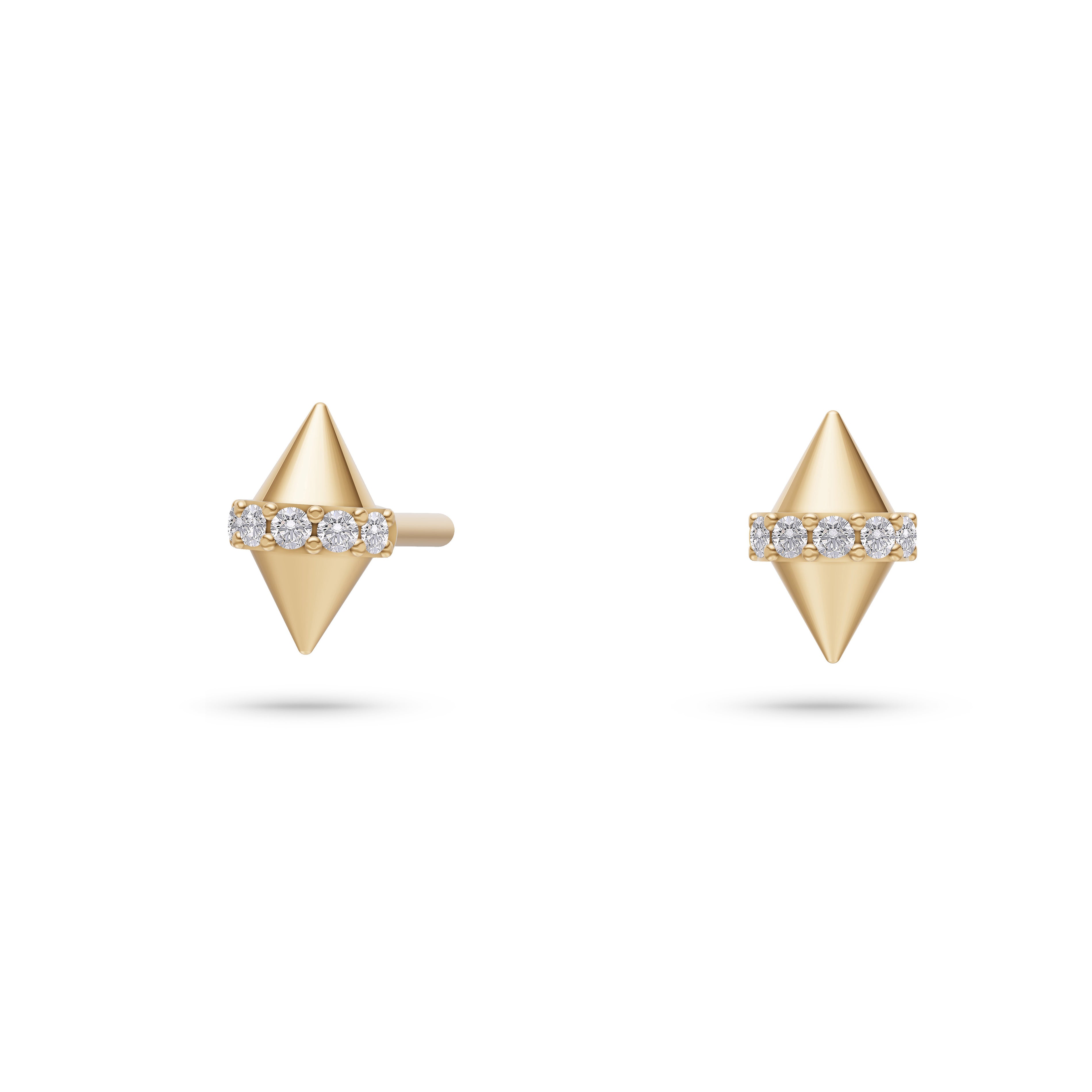 Diamond Spike Stud Earrings in 14K Gold