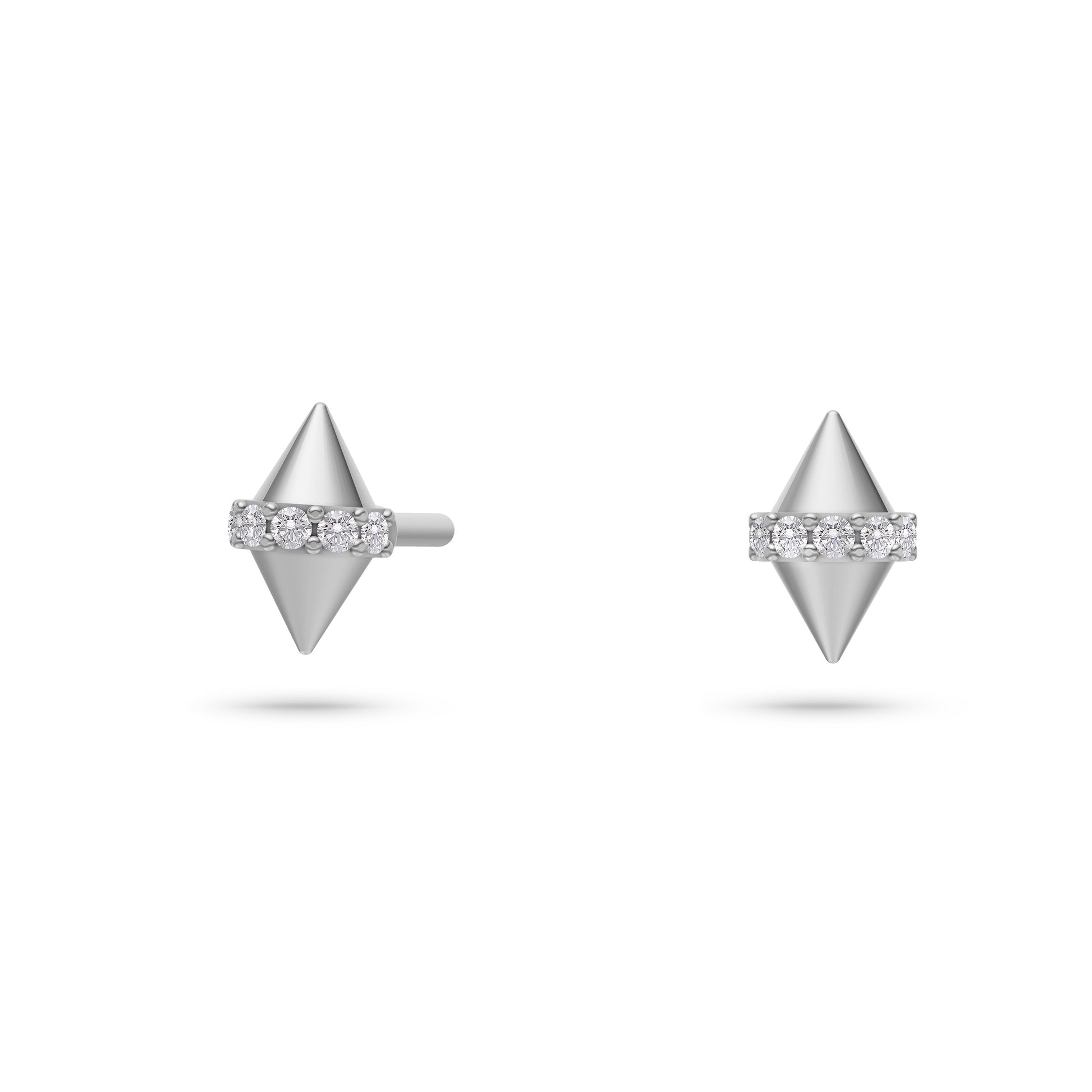 Diamond Spike Stud Earrings in 14K Gold