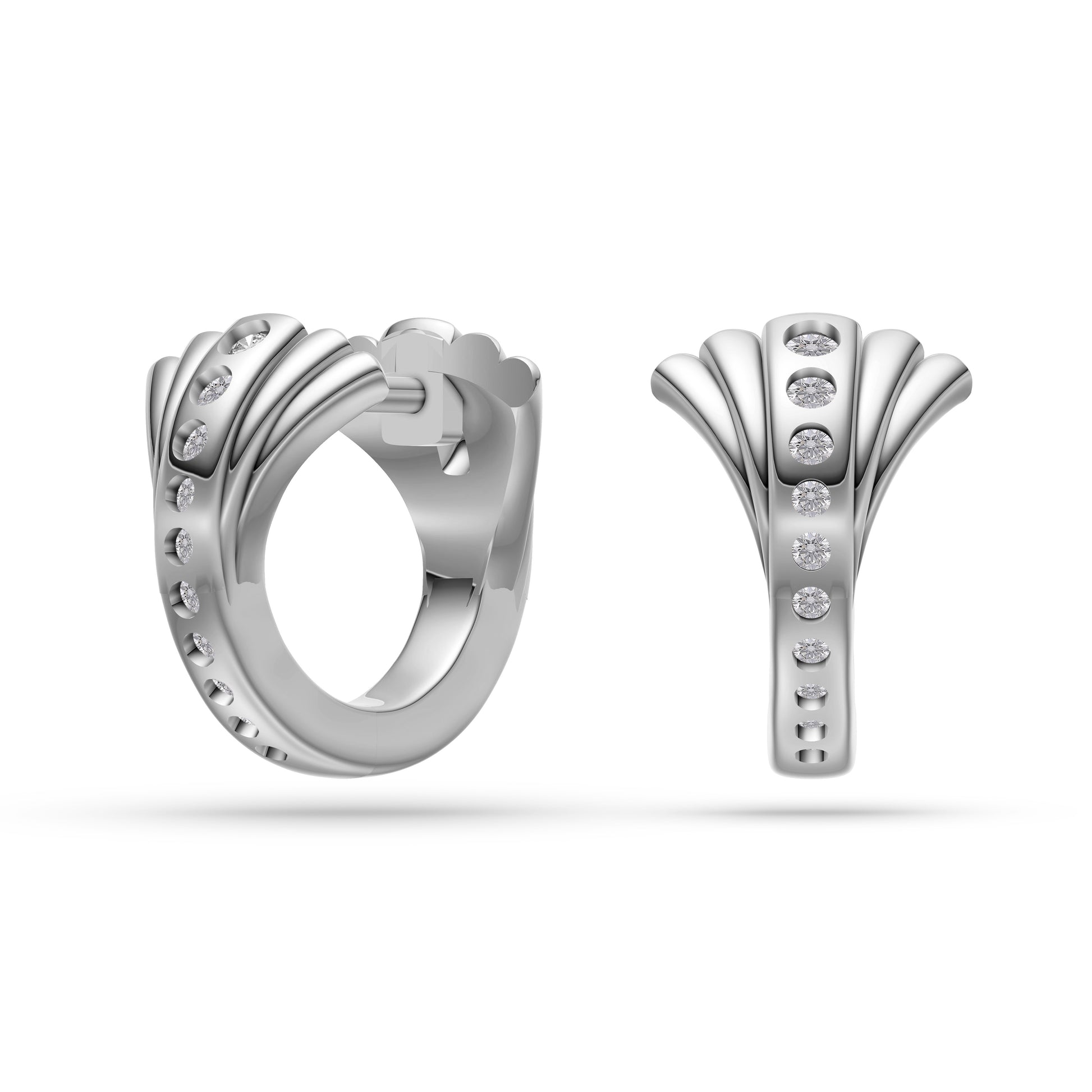 Diamond Studded Nature Inspired Earrings in 14K Gold