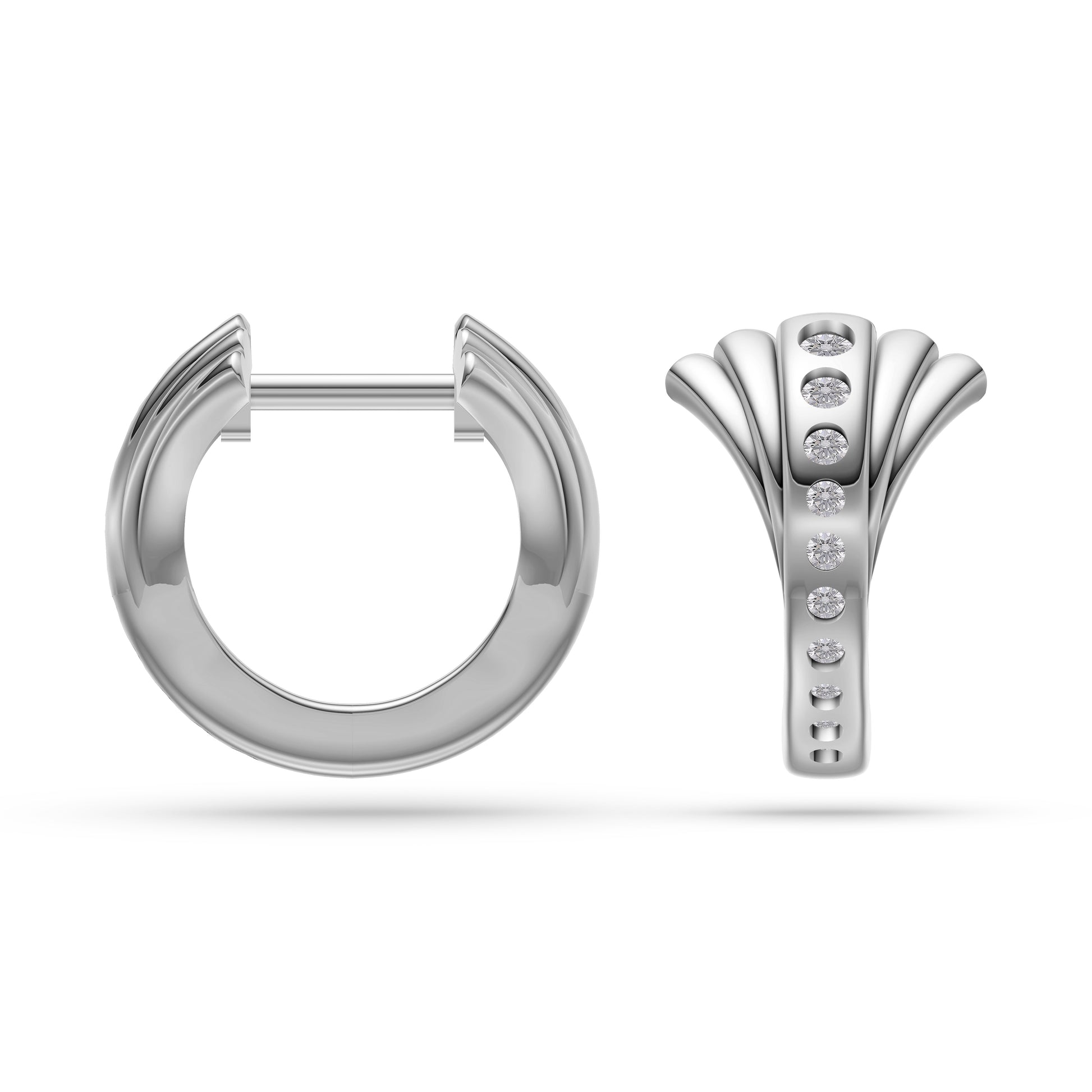 Diamond Studded Nature Inspired Earrings in 14K Gold