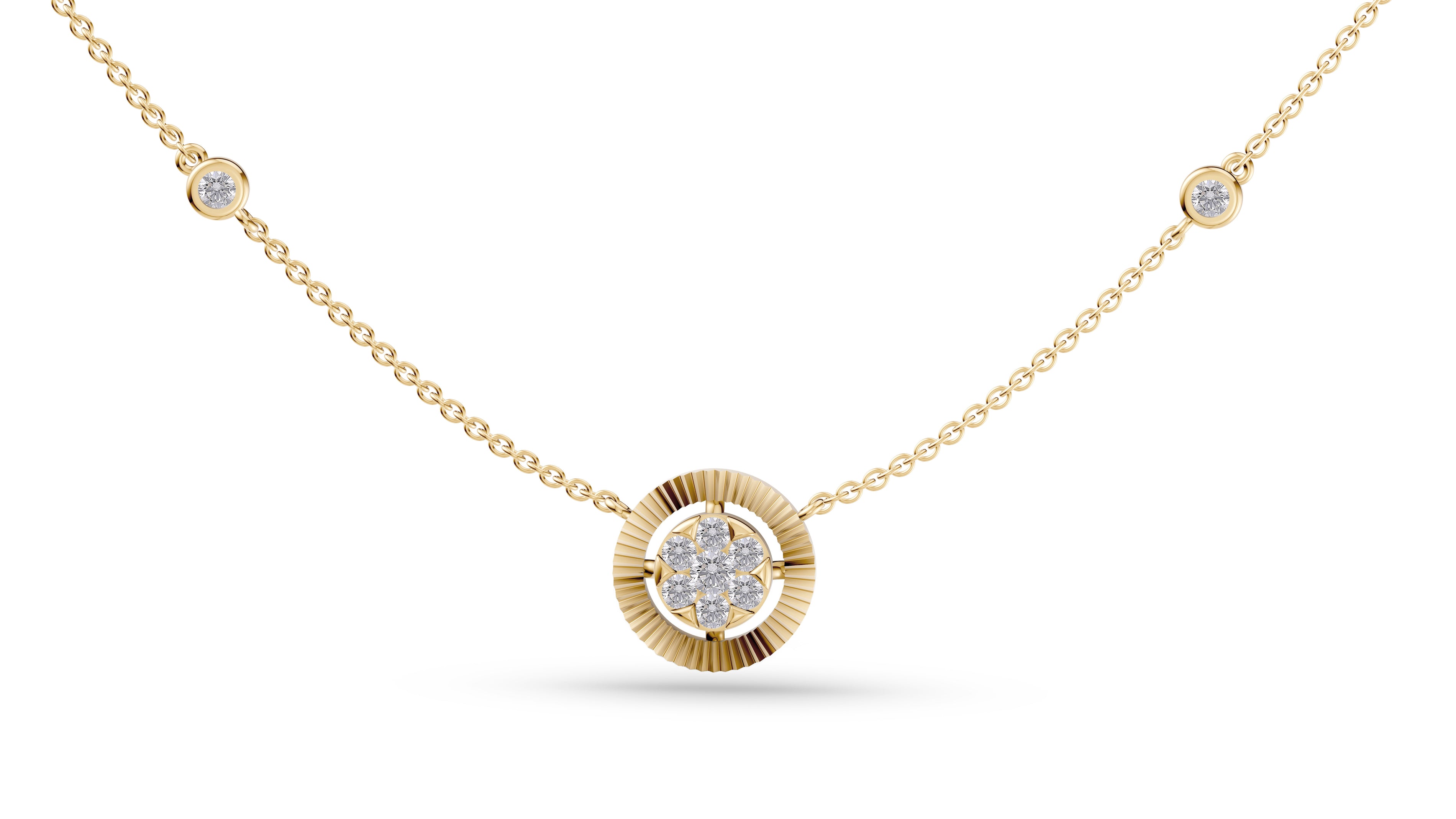 Diamond Sunburst Necklace in 14K Gold