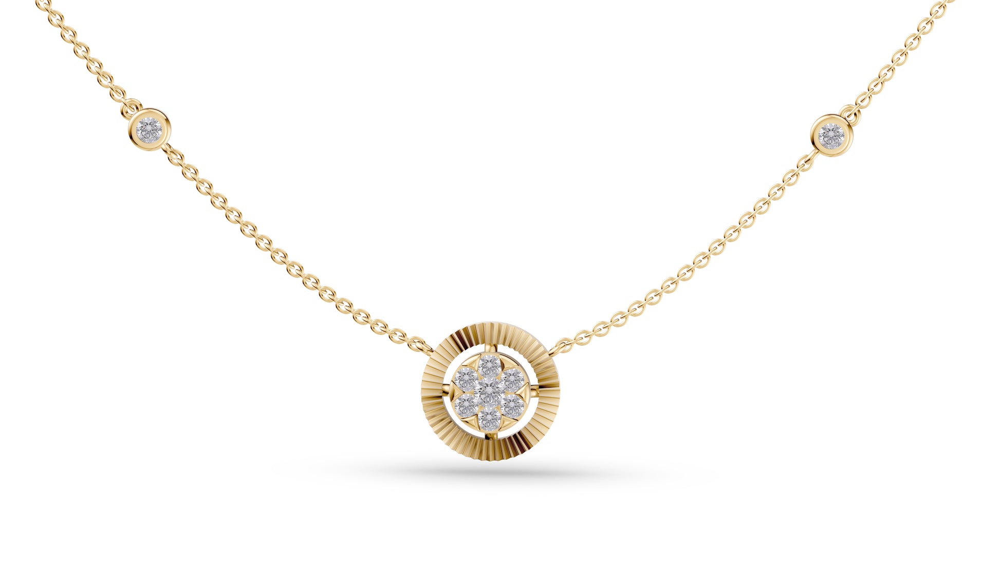 Diamond Sunburst Necklace in 14K Gold