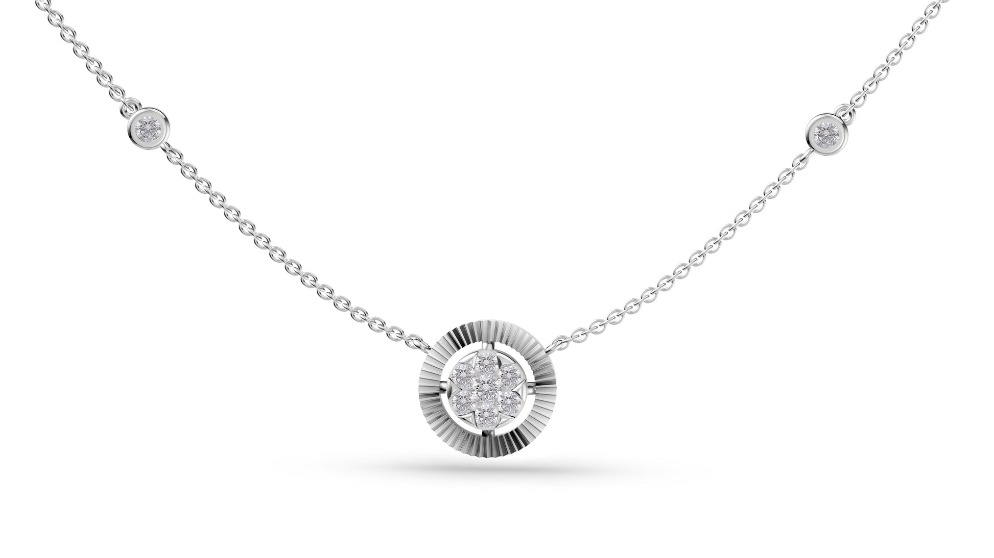 Diamond Sunburst Necklace in 14K Gold