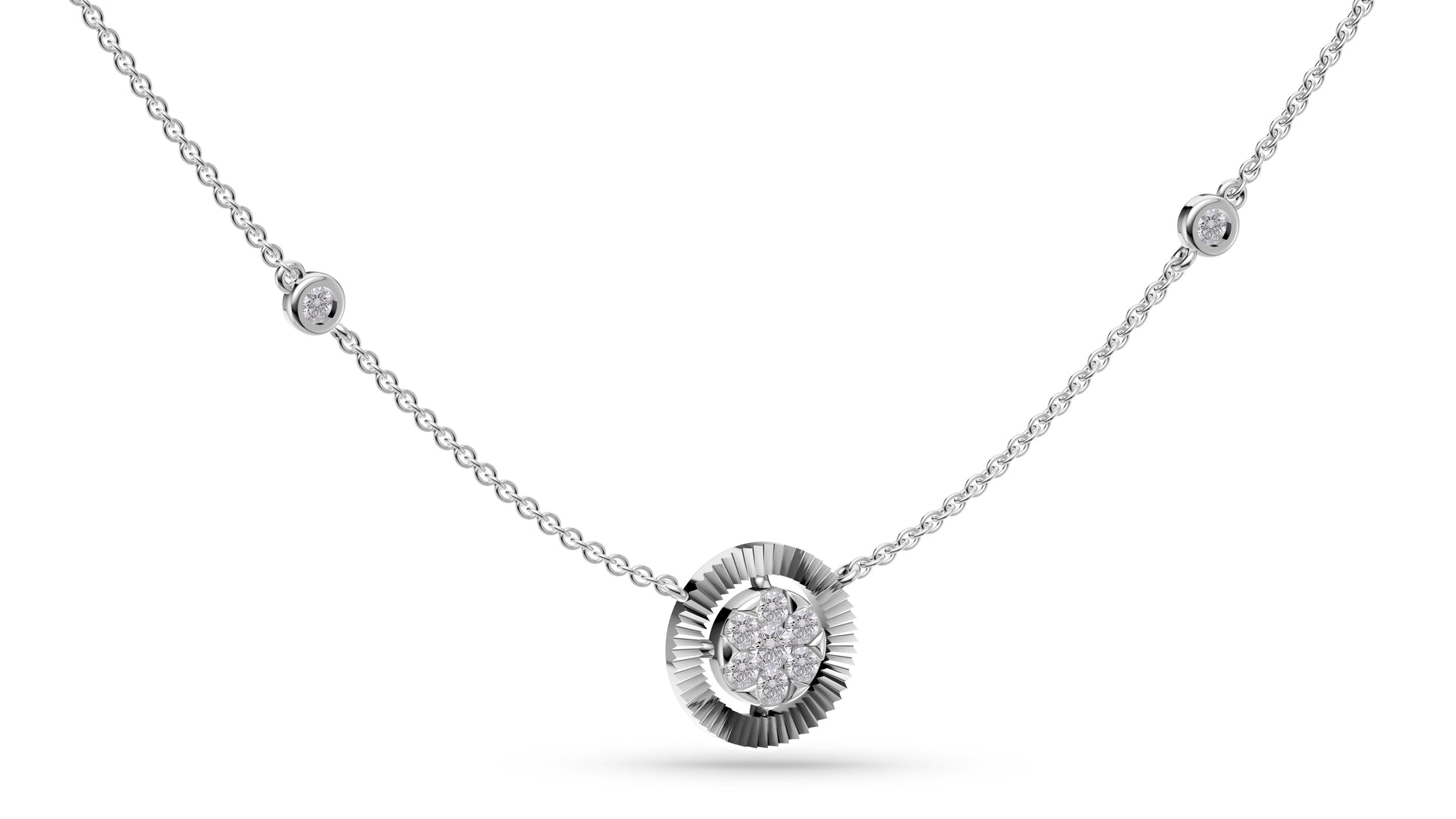 Diamond Sunburst Necklace in 14K Gold