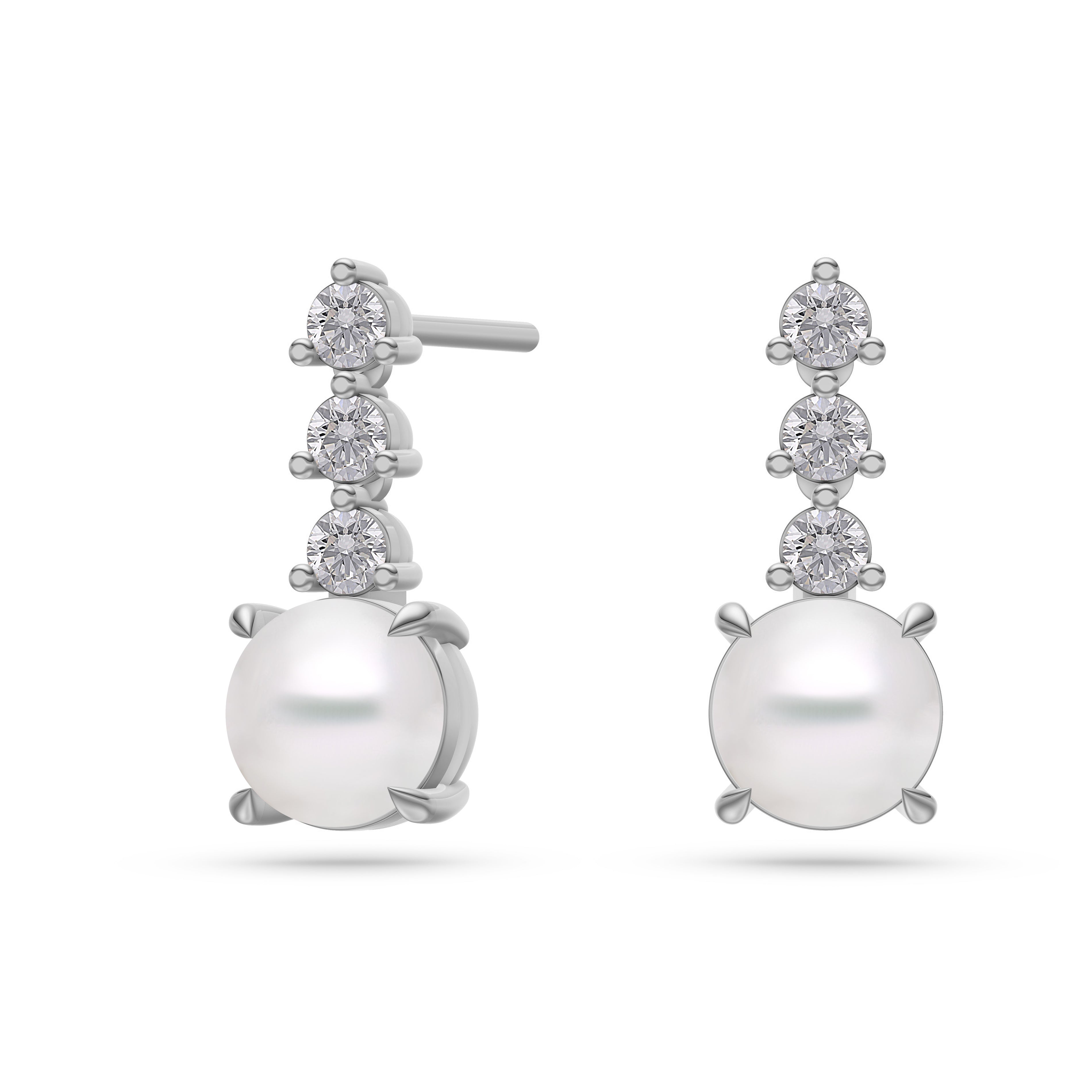 Diamond Trio Opal Earrings in 14K Gold