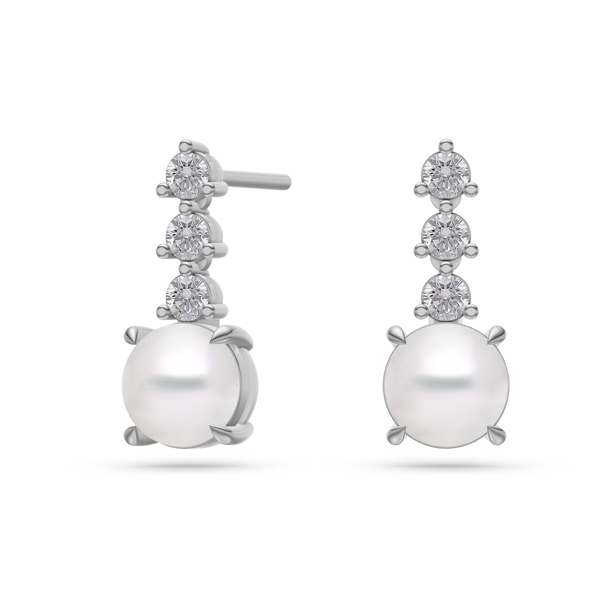 Diamond Trio Opal Earrings in 14K Gold