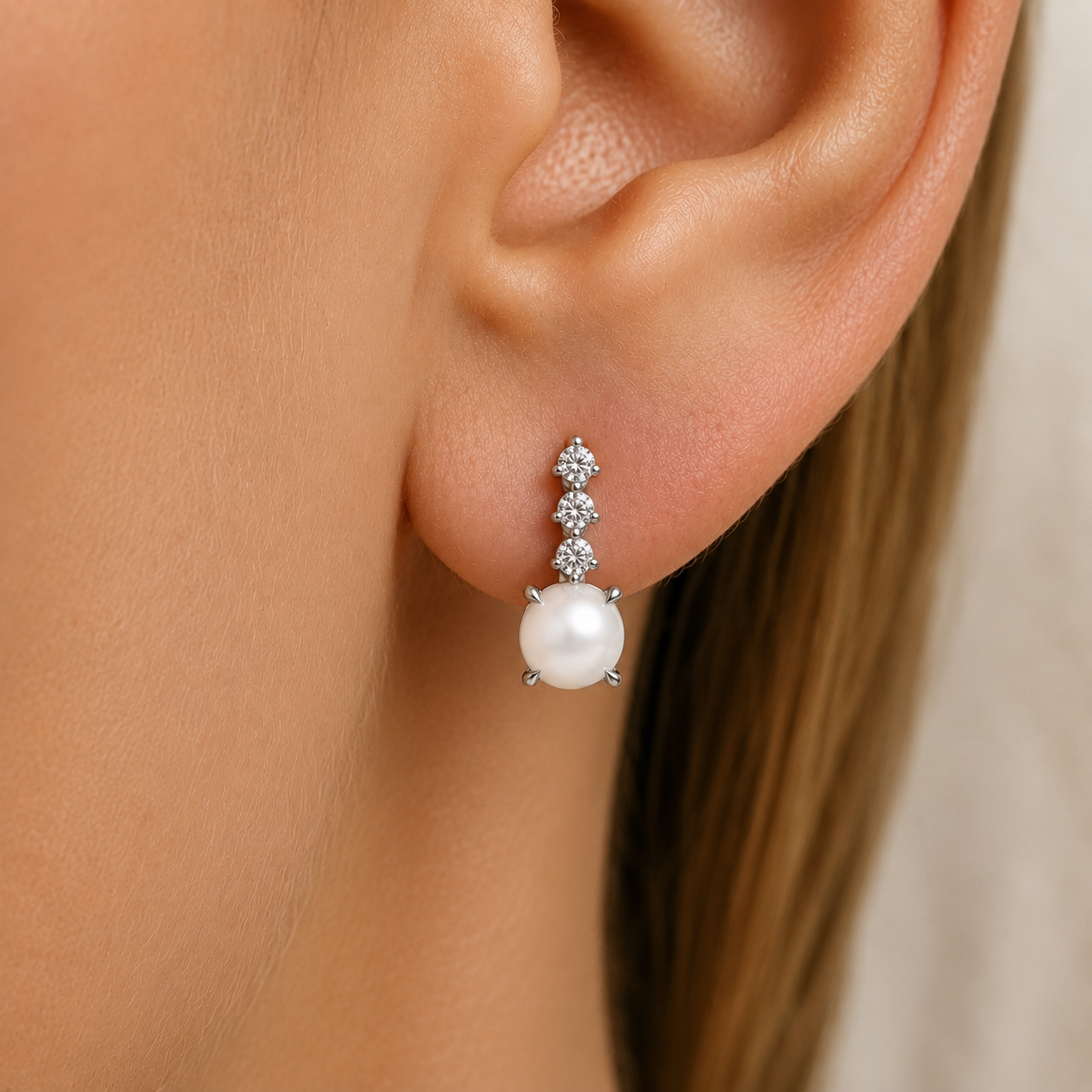 Diamond Trio Opal Earrings in 14K Gold