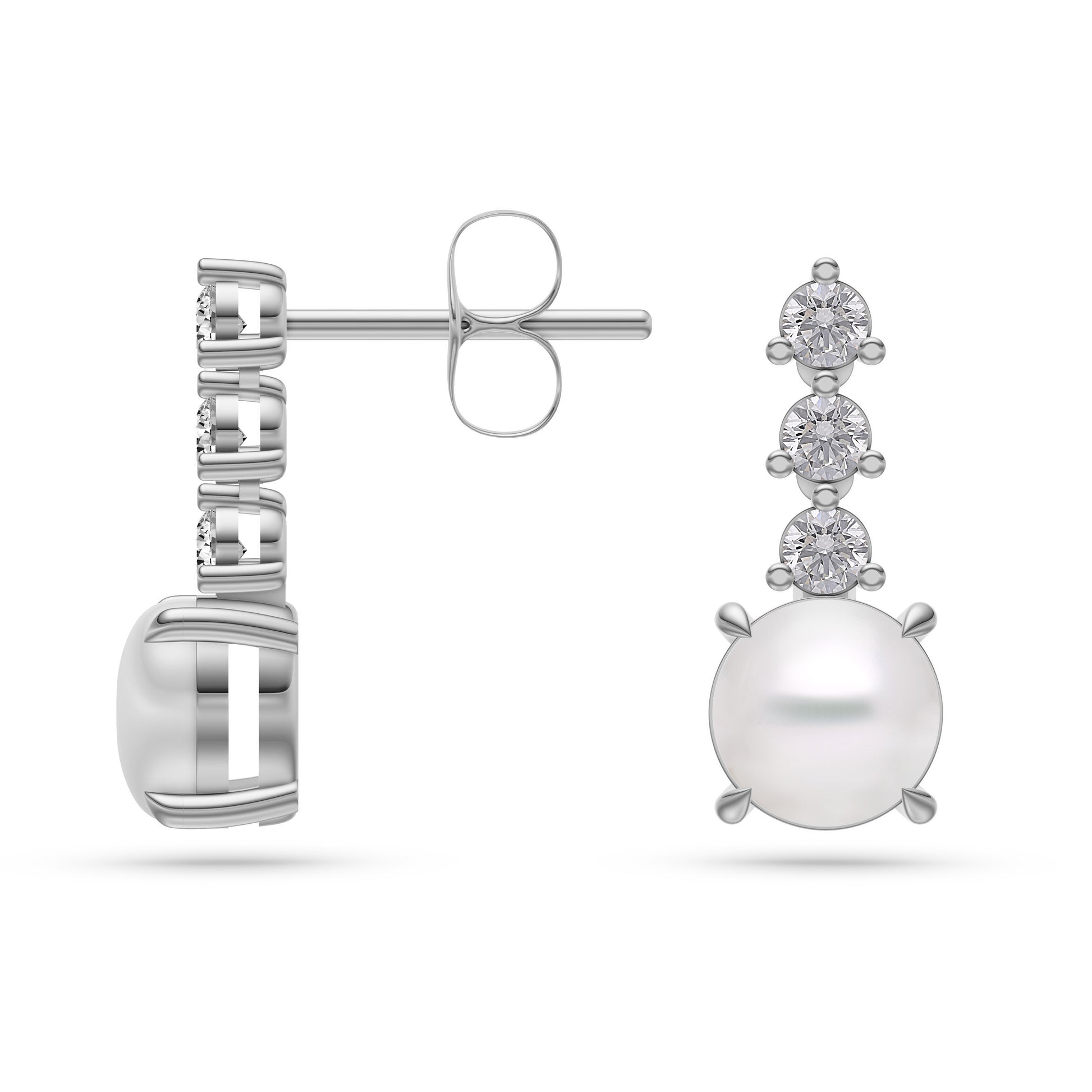 Diamond Trio Opal Earrings in 14K Gold