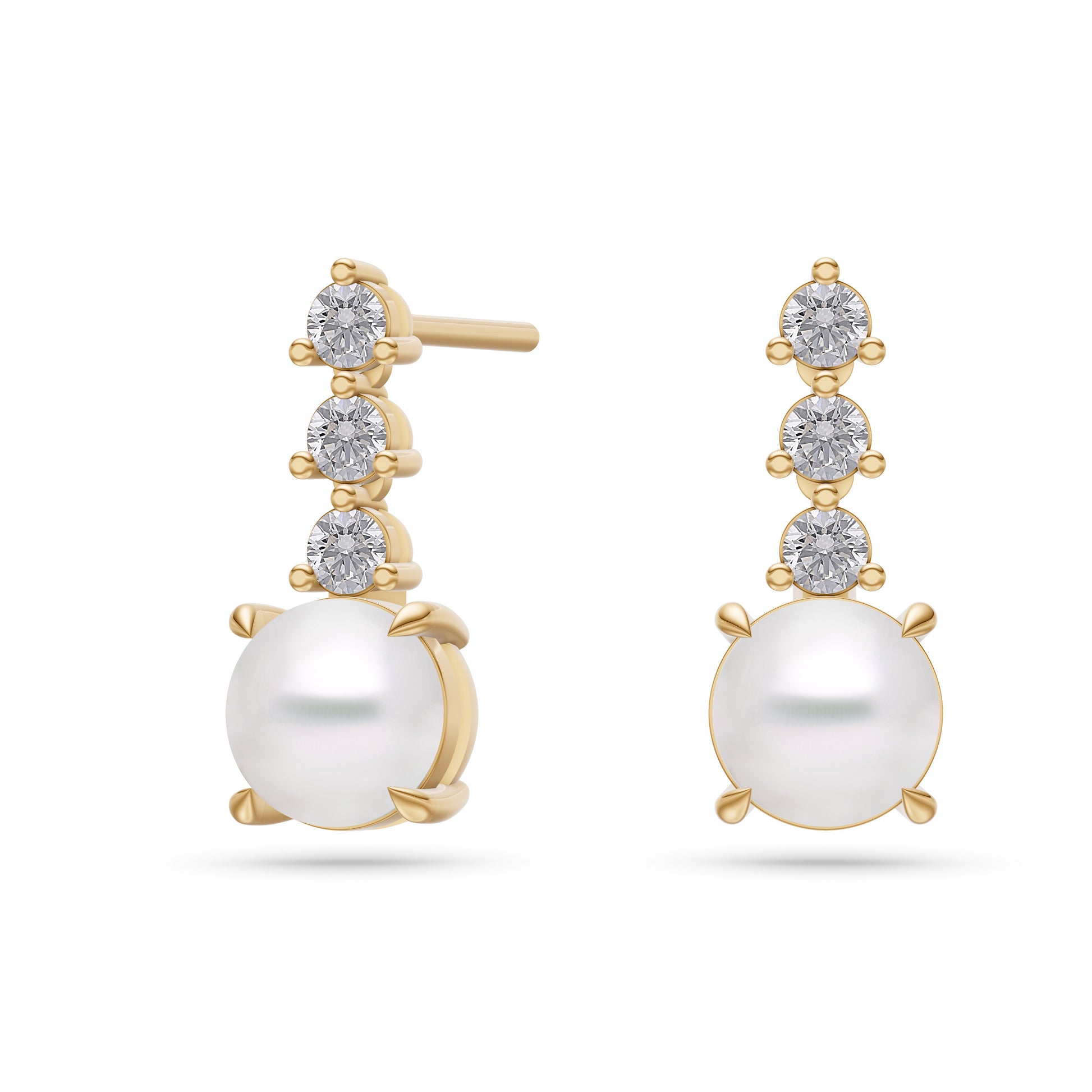 Diamond Trio Opal Earrings in 14K Gold