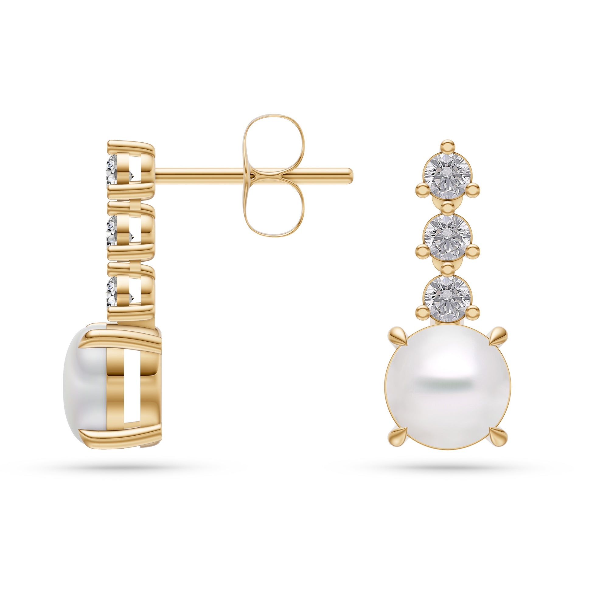 Diamond Trio Opal Earrings in 14K Gold