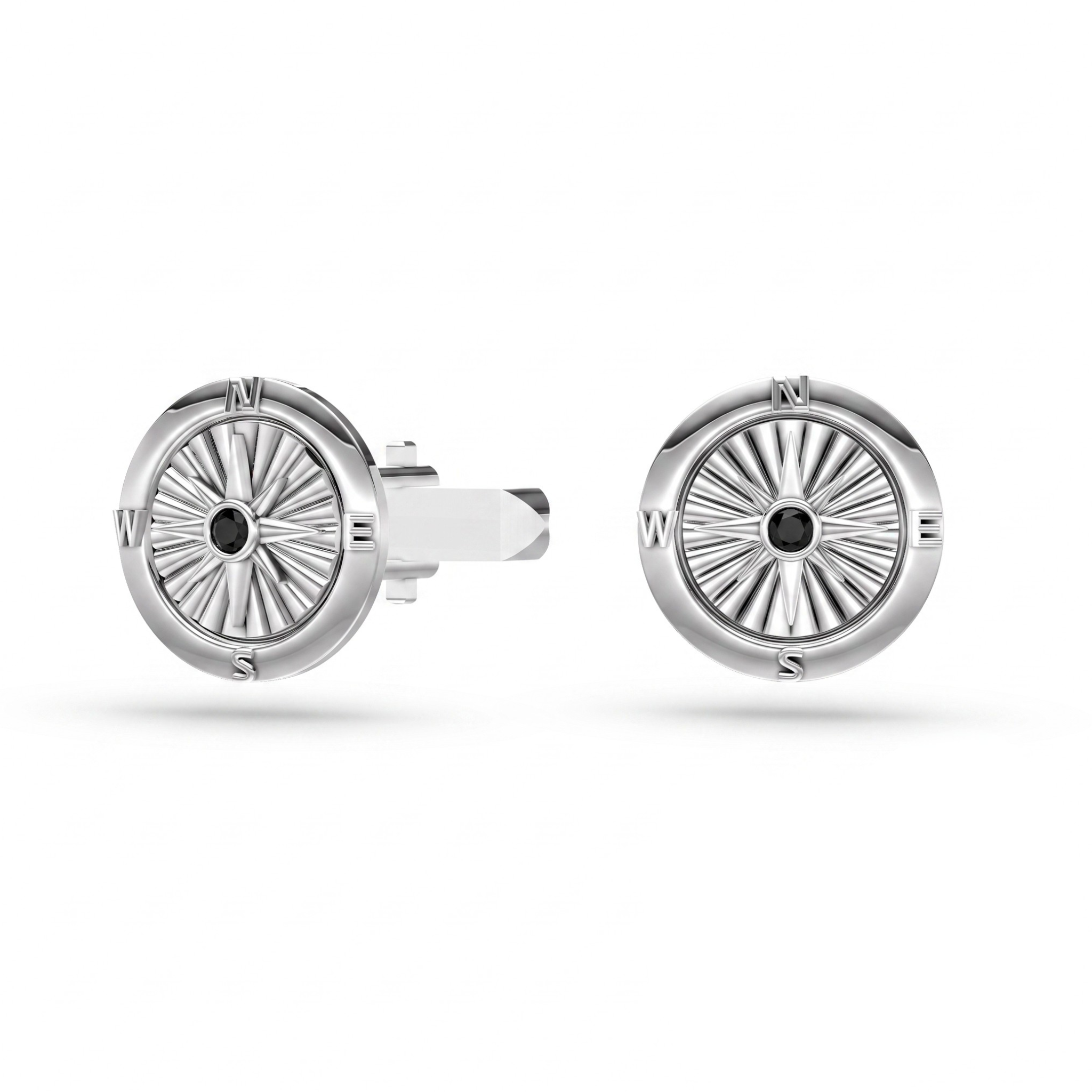 Eclipse  Black Diamond Cufflinks In Sterling Silver