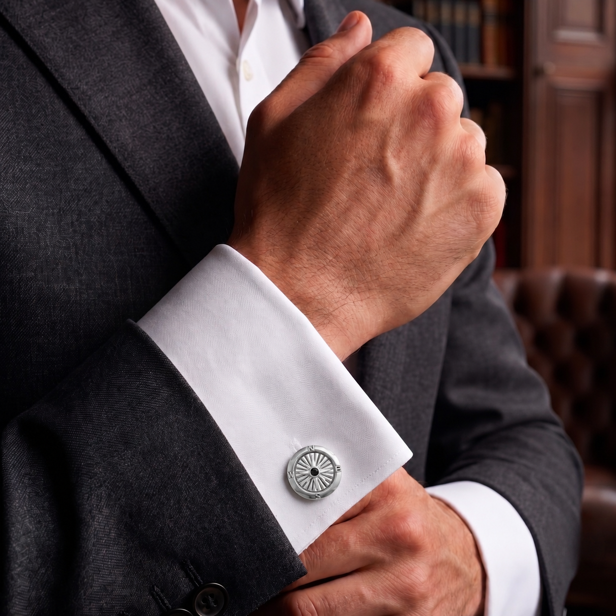 Eclipse  Black Diamond Cufflinks In Sterling Silver