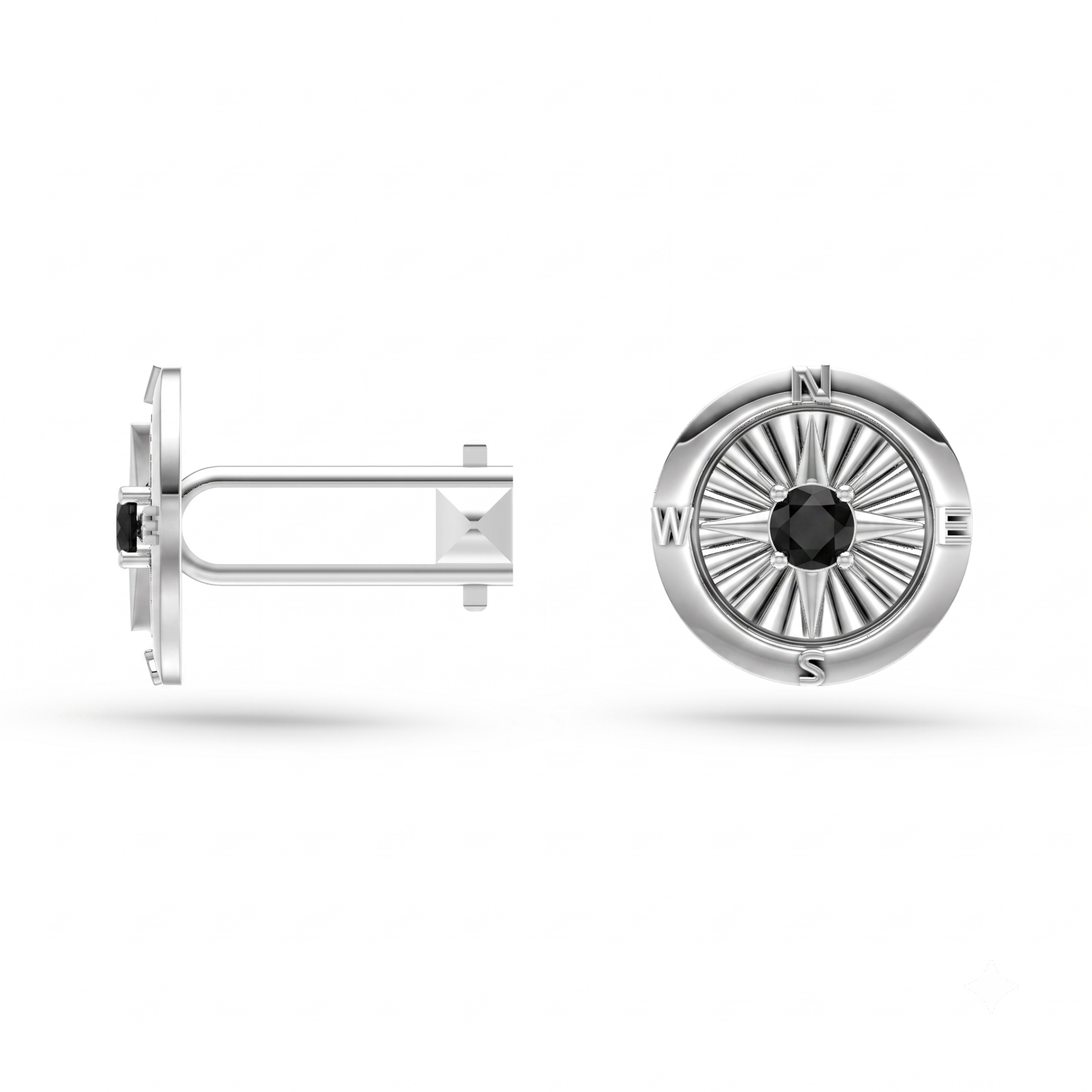 Eclipse  Black Diamond Cufflinks In Sterling Silver