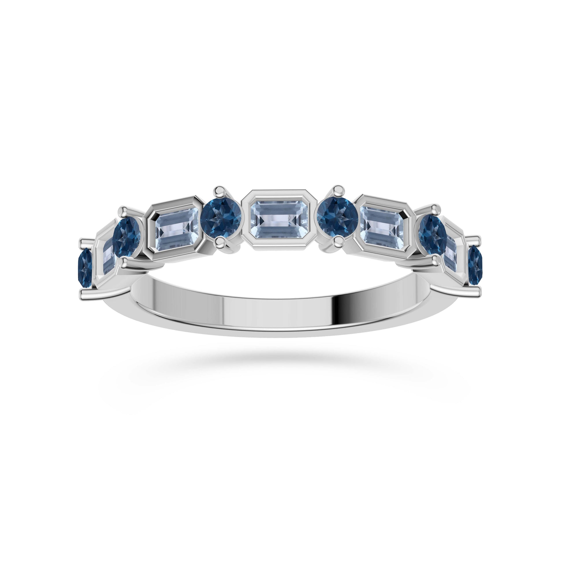 Elegant Aquamarine & Labradorite Gemstone Ring in 14K Gold