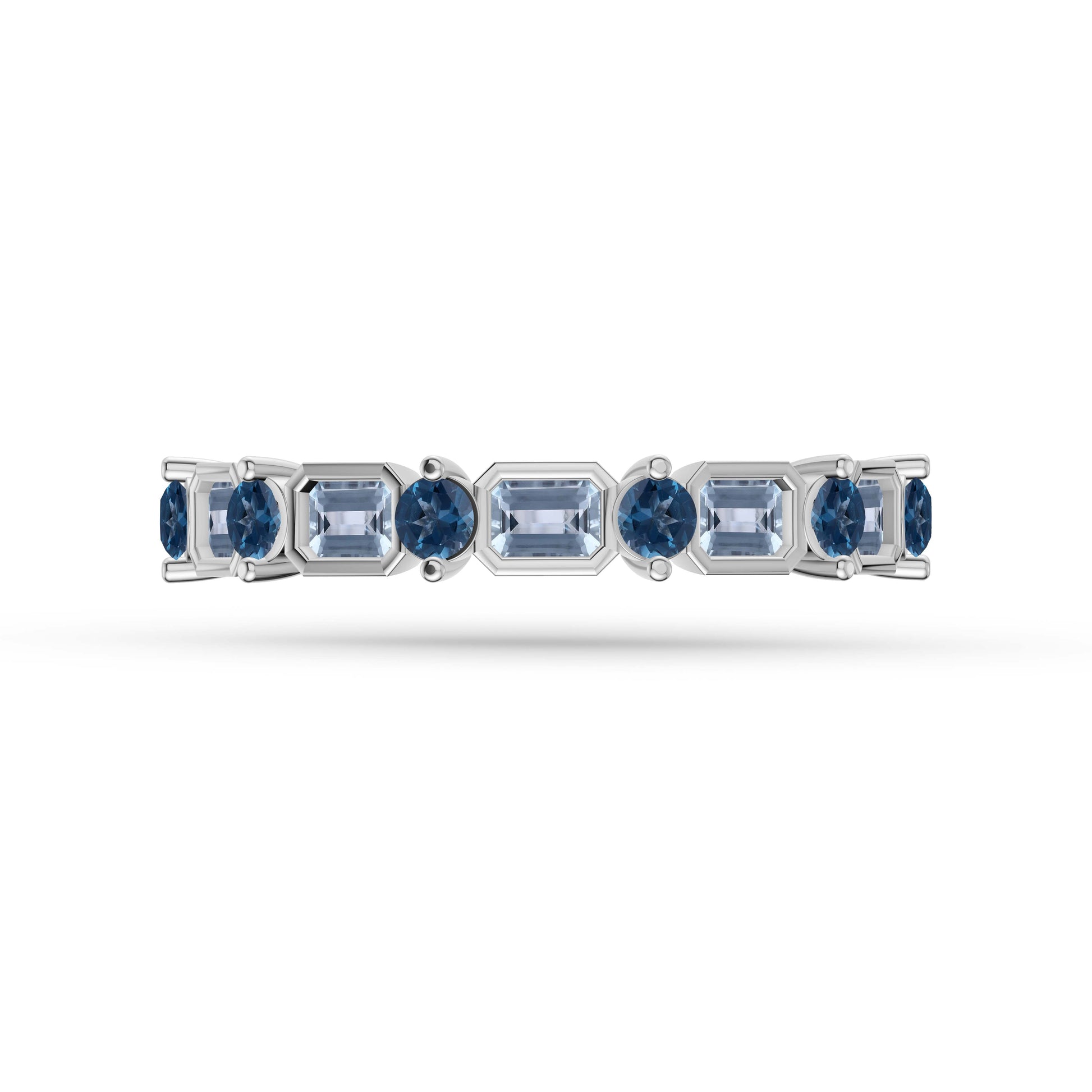 Elegant Aquamarine & Labradorite Gemstone Ring in 14K Gold