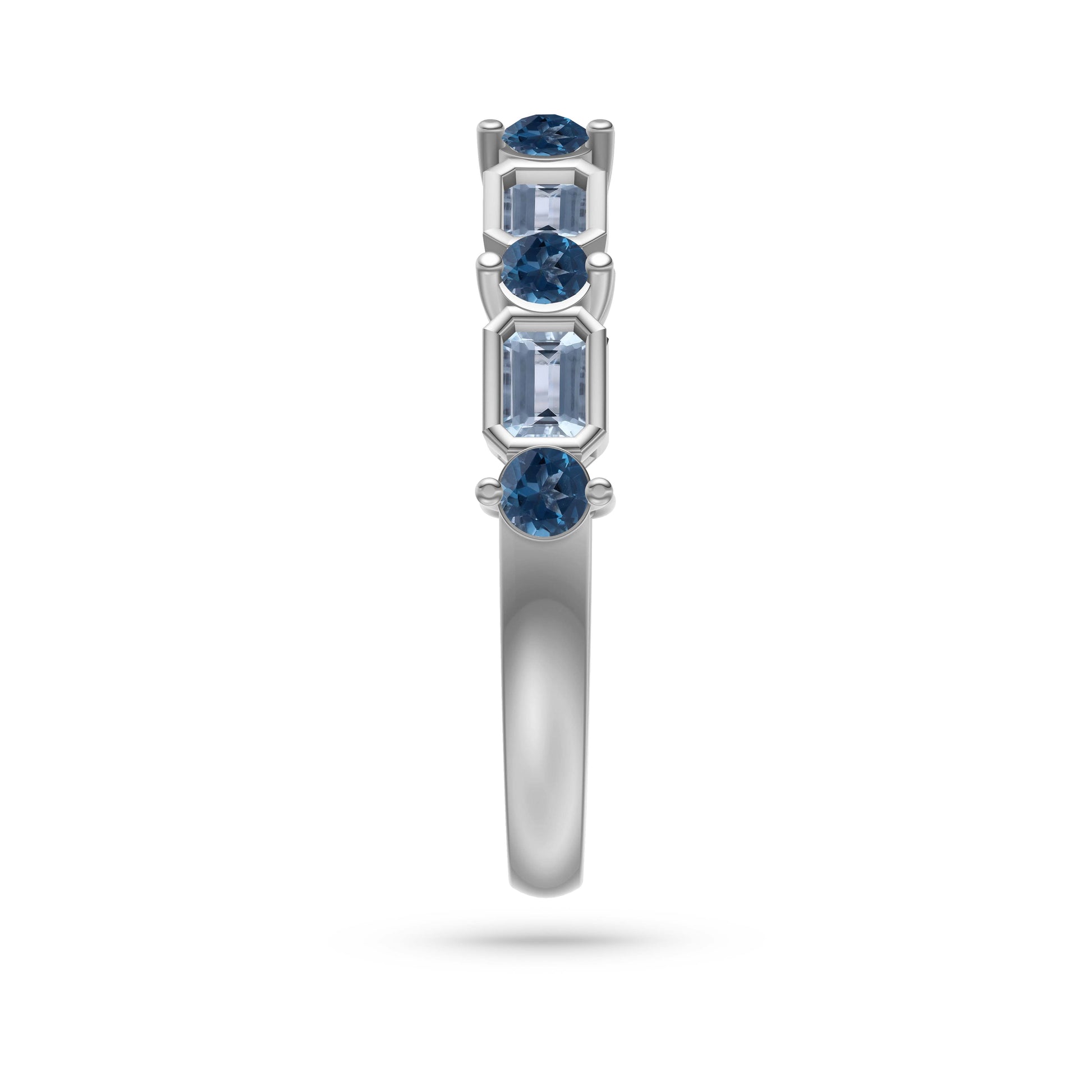 Elegant Aquamarine & Labradorite Gemstone Ring in 14K Gold