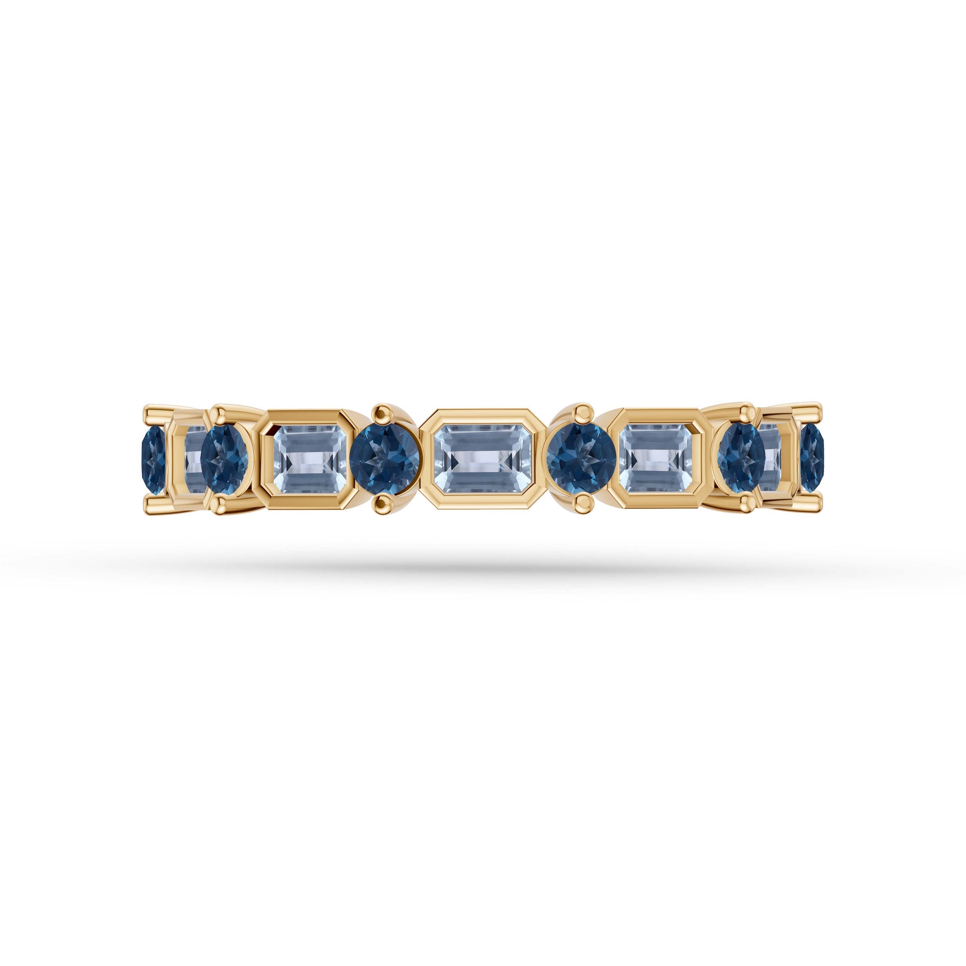 Elegant Aquamarine & Labradorite Gemstone Ring in 14K Gold
