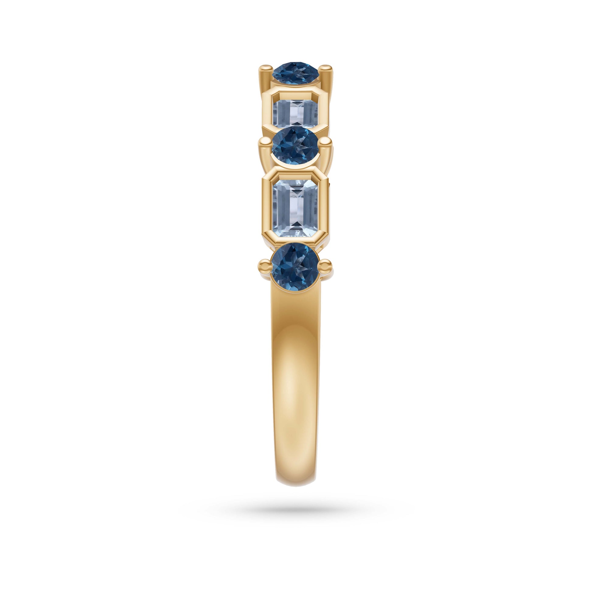 Elegant Aquamarine & Labradorite Gemstone Ring in 14K Gold