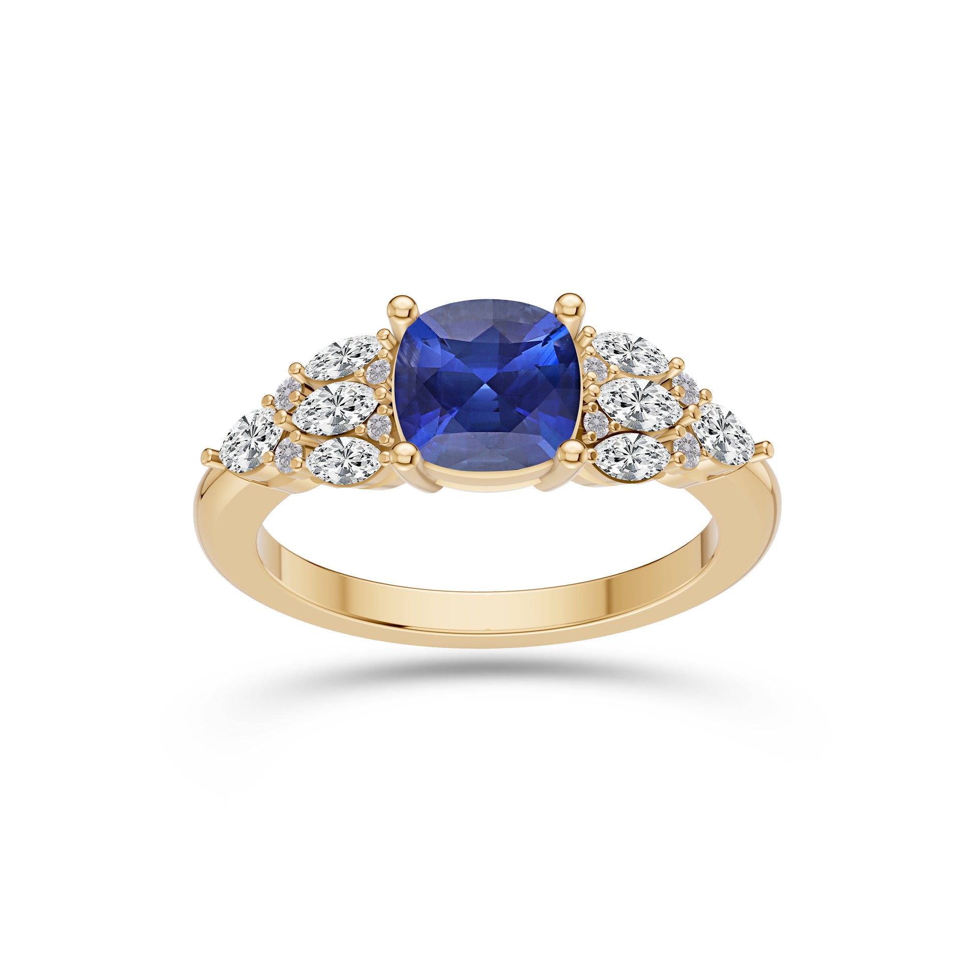 Sapphire and Diamond Windsor Ring in 14K Gold