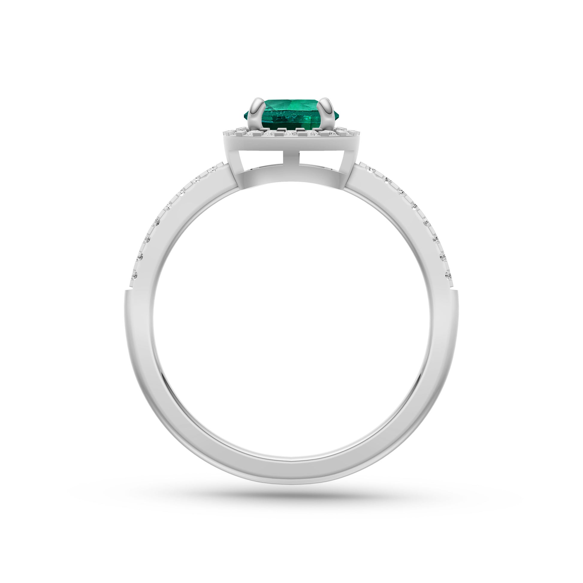 Emerald Round Solitaire Ring In 18K Gold