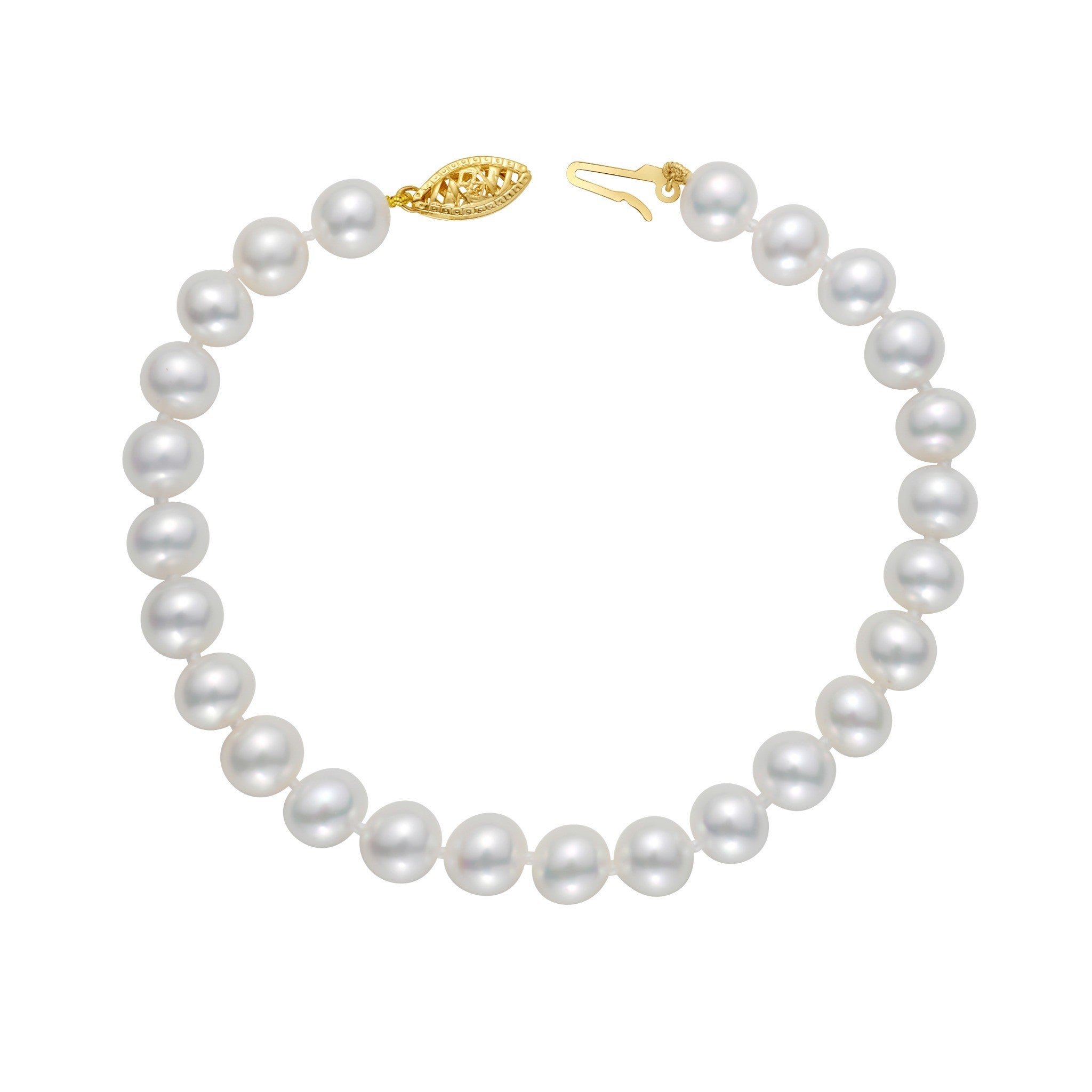 7-7.5mm Freshwater Pearl Bracelet In 14K Gold