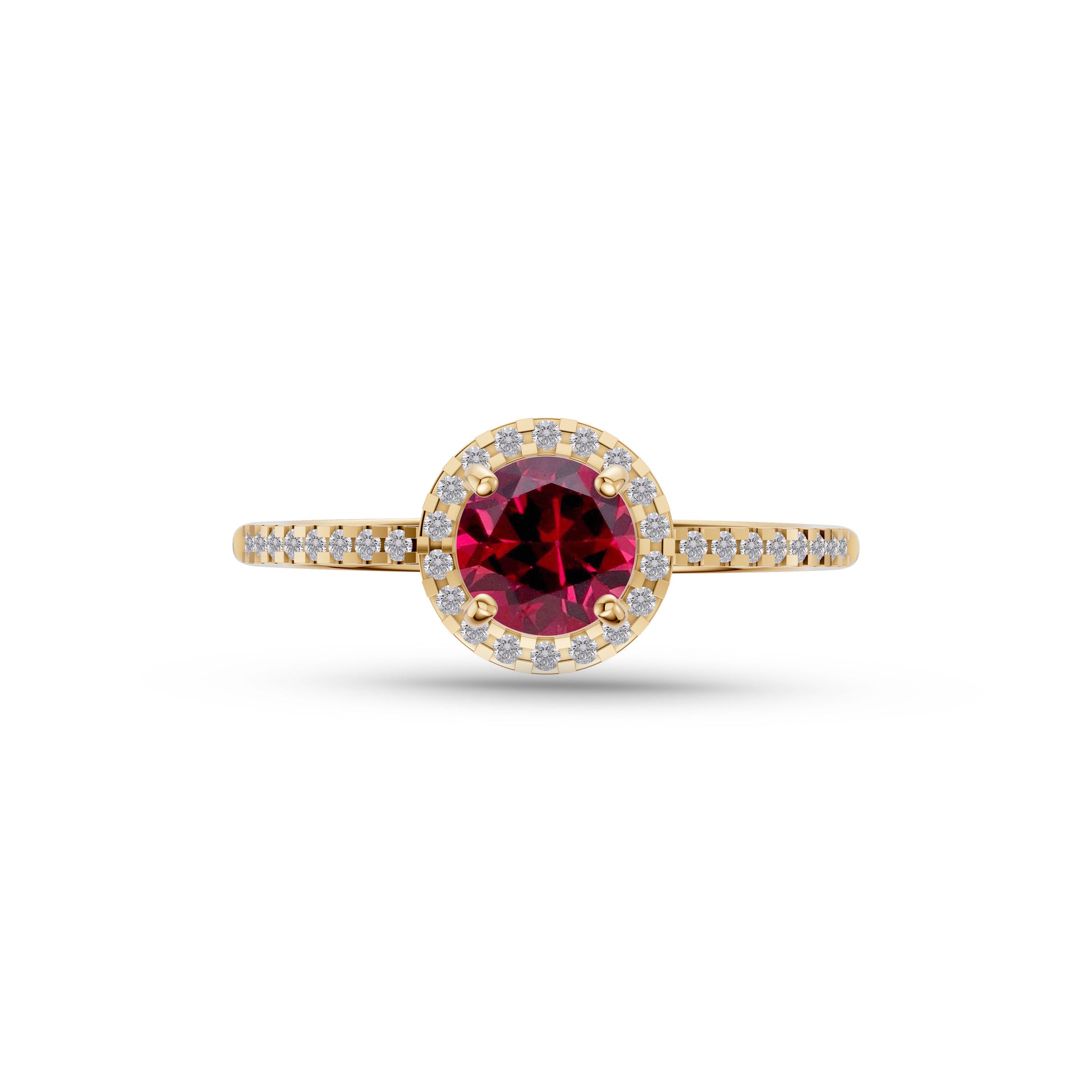 Ruby Round Solitaire Ring In 18K Gold