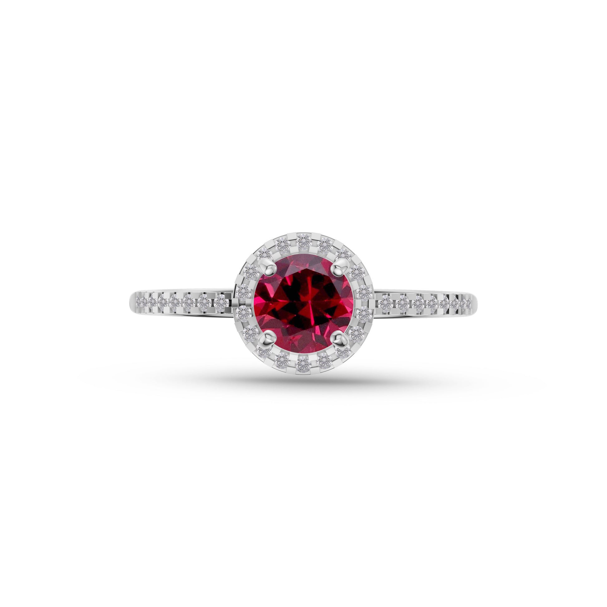 Ruby Round Solitaire Ring In 18K Gold