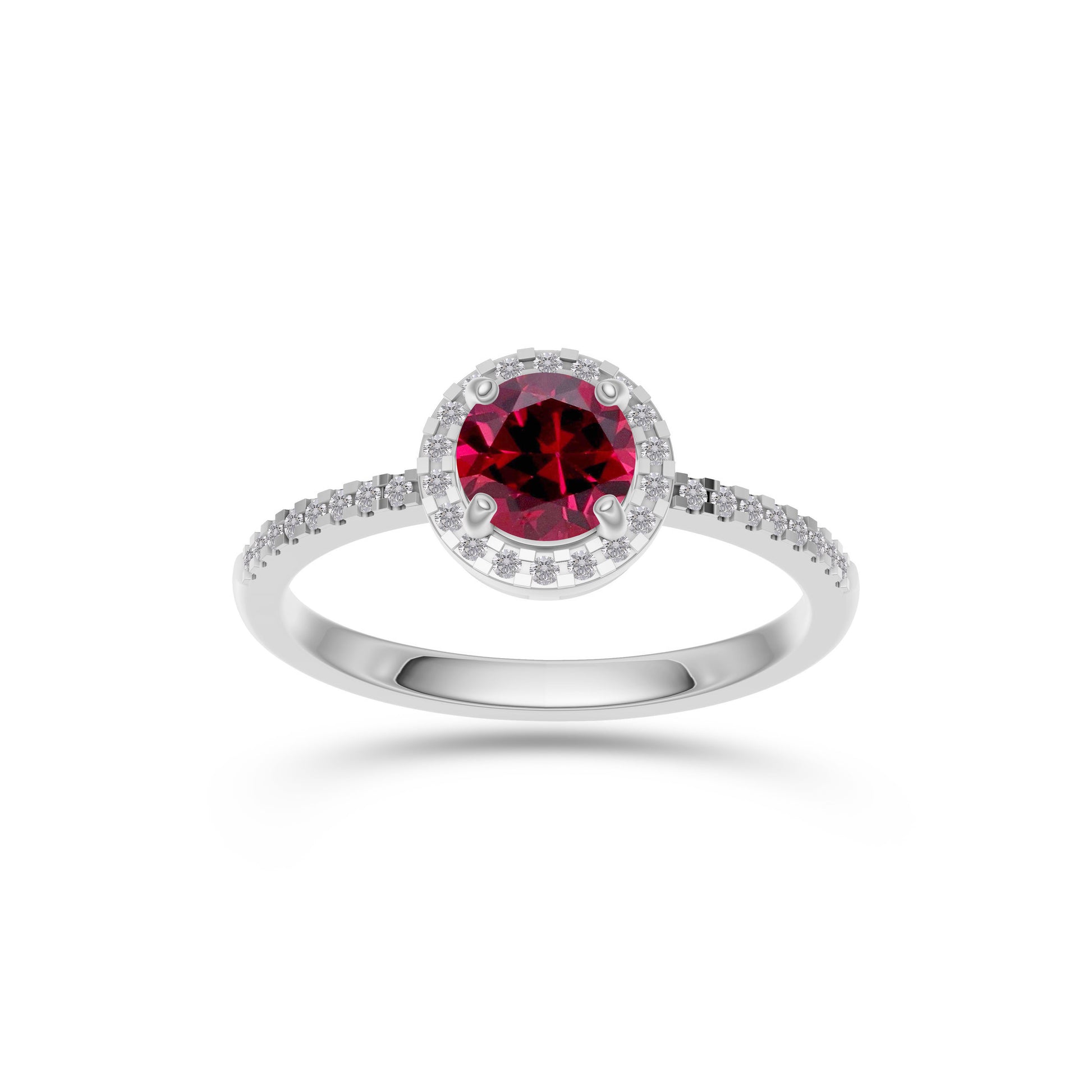 Ruby Round Solitaire Ring In 18K Gold